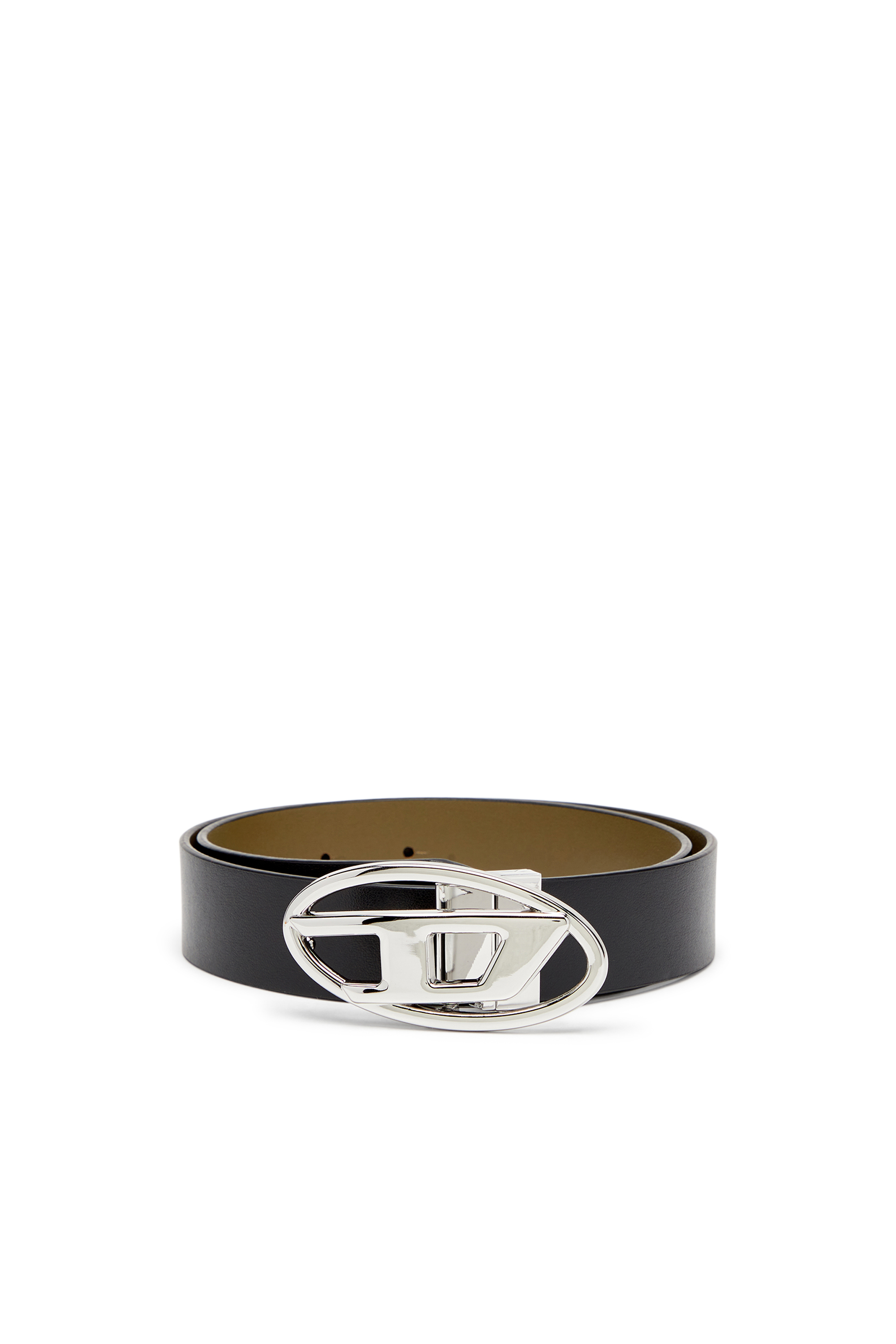 Diesel - B-1DR W REV II 30, Female's Reversible leather belt with Oval D buckle in ブラック/グリーン - 1