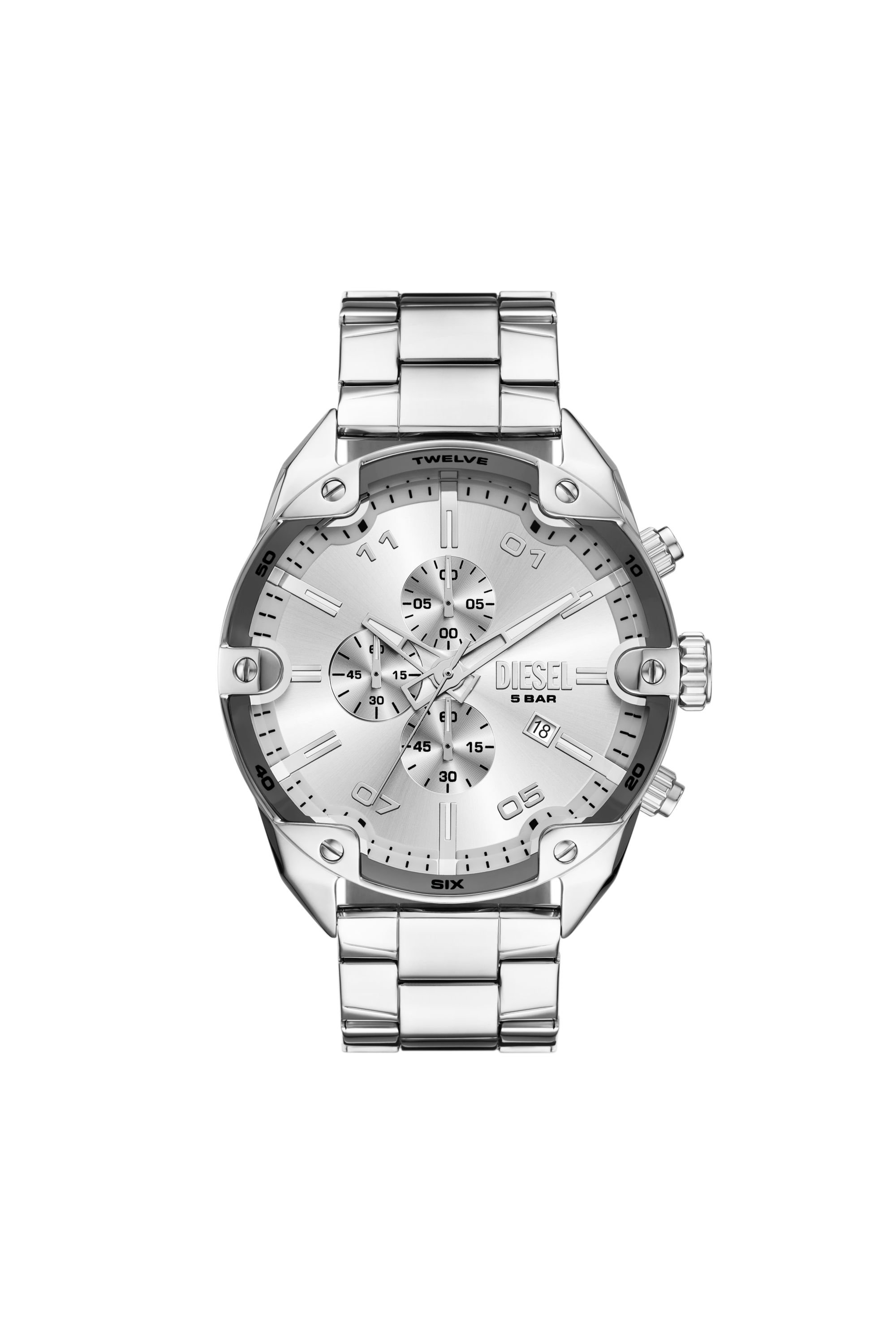 Diesel - DZ4677, Male's Spiked stainless steel watch in シルバー - 1