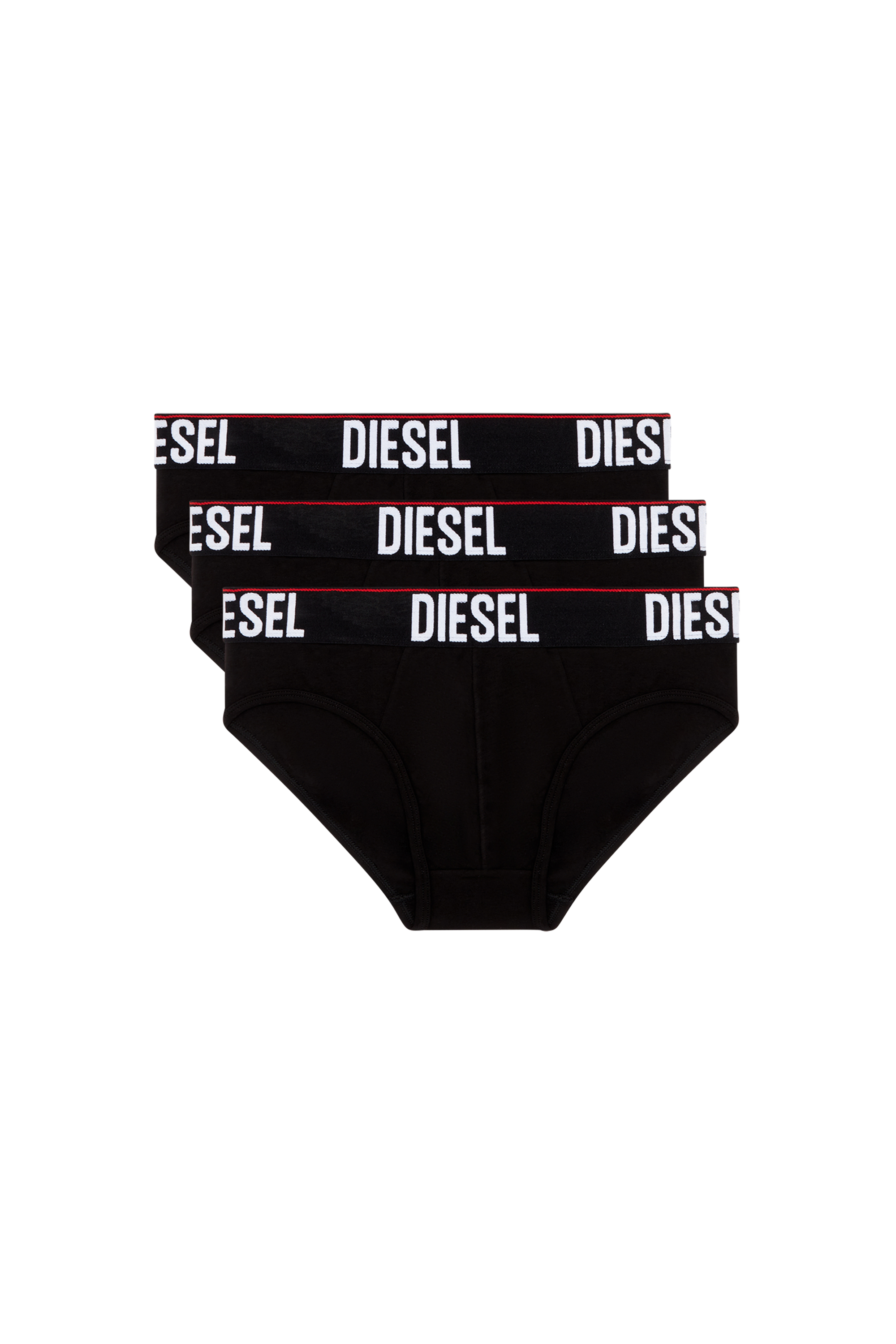 Diesel - UMBR-ANDRETHREEPACK, Male Three-pack briefs with tonal waist in ブラック - Image 3