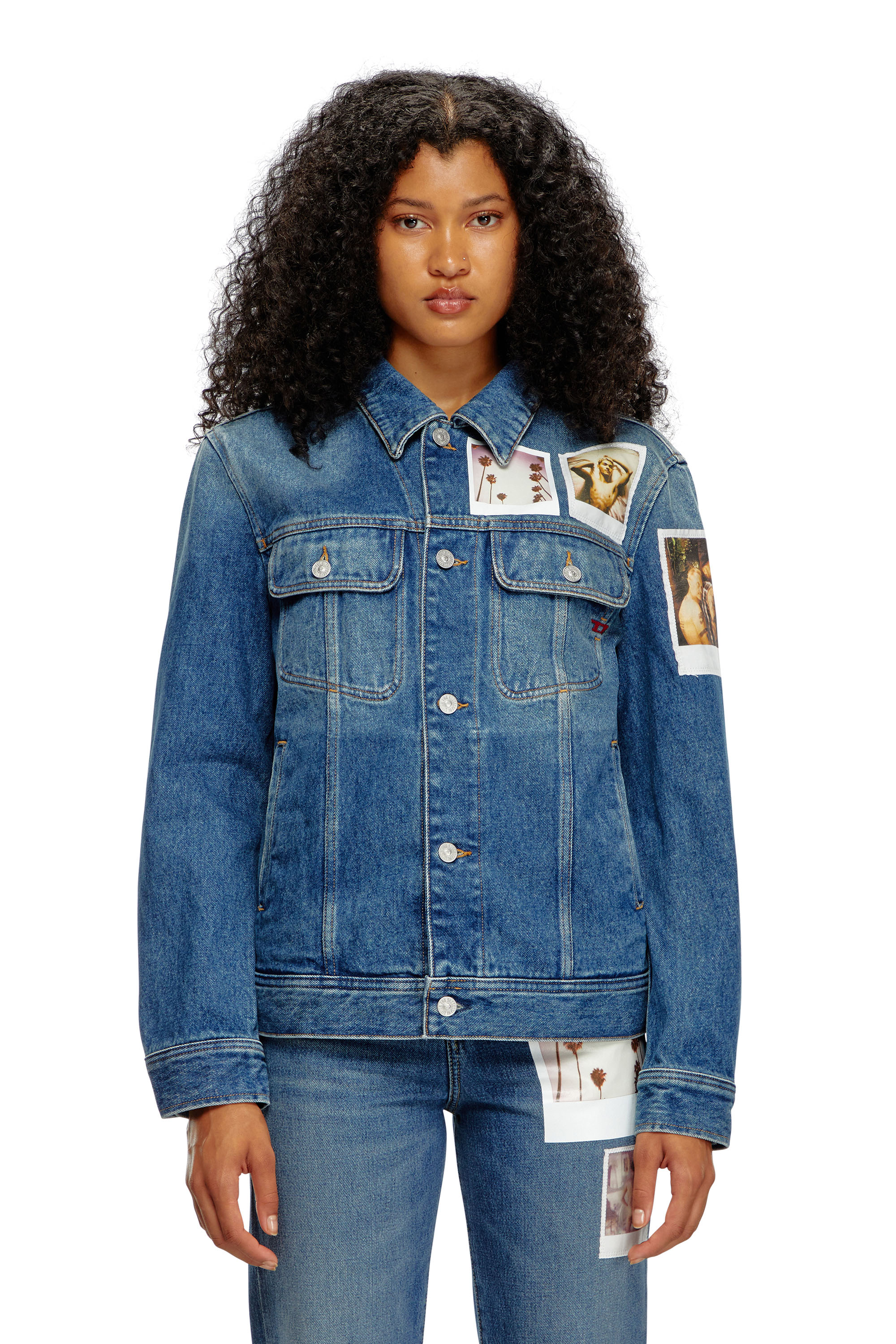 Diesel - PR-D-BARCY, Unisex Trucker jacket with polaroid patches in ブルー - Image 6