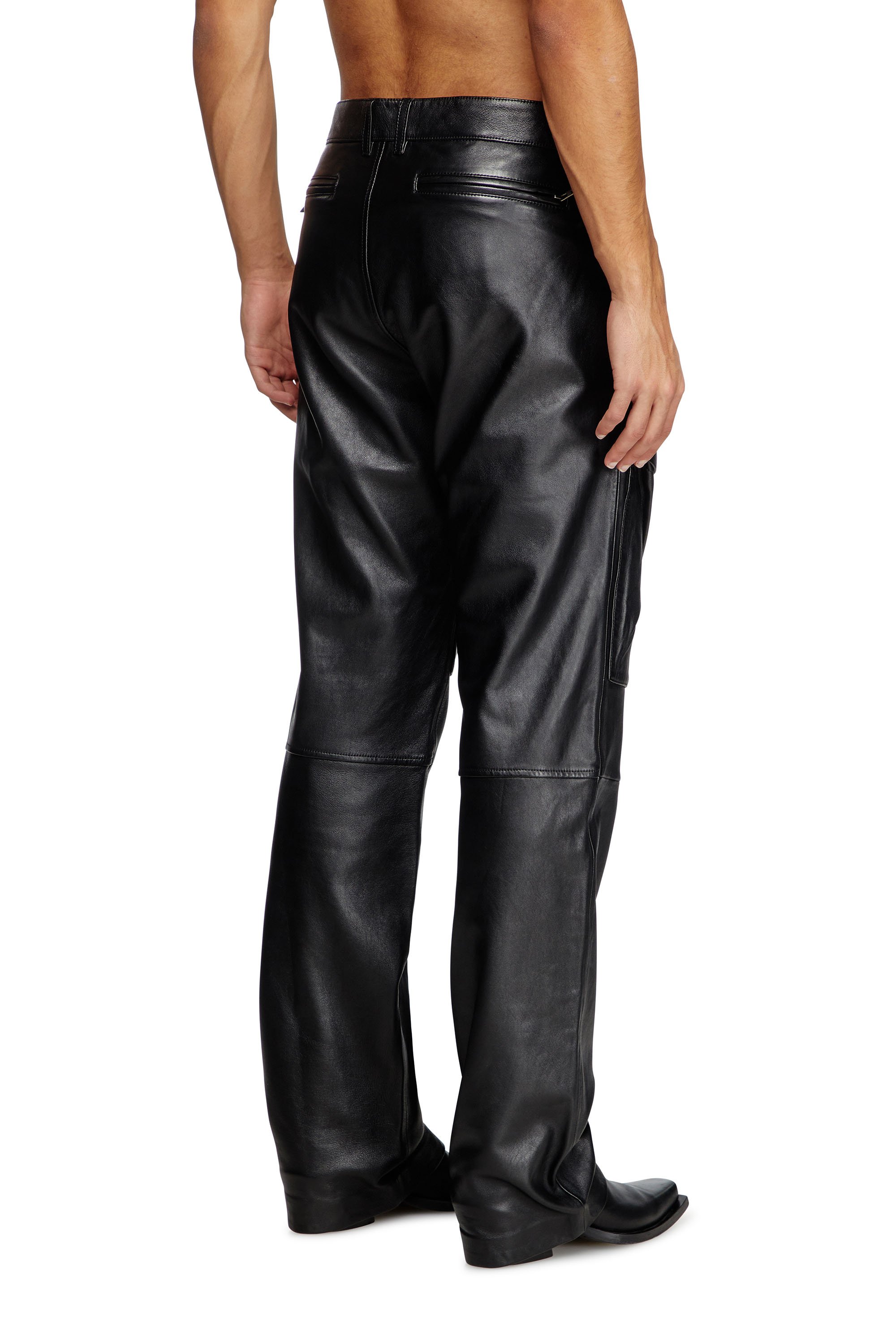 Diesel - P-GAST, Male's Leather pants with utility pockets in ブラック - 4