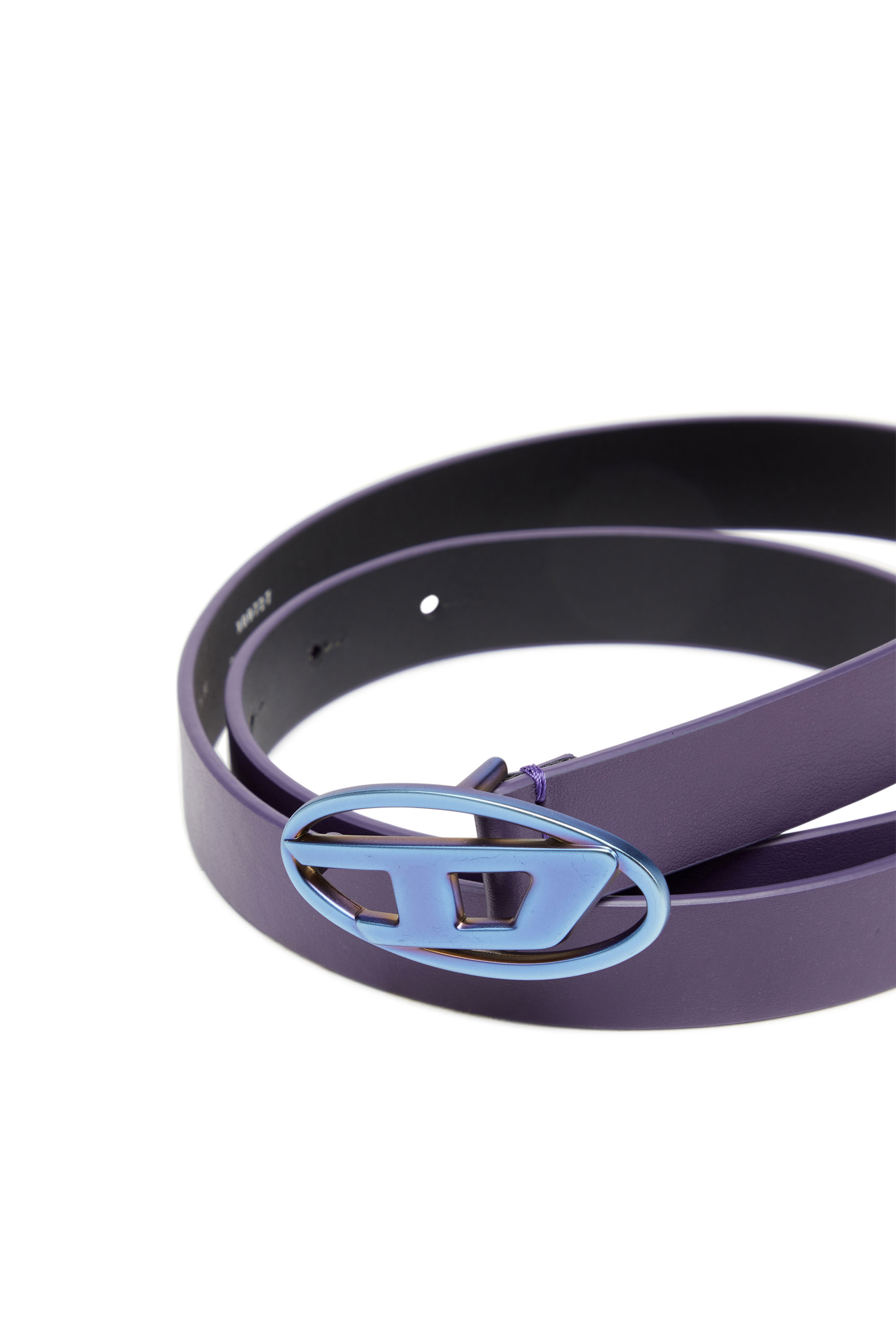 Diesel - B-1DR 20, Female Slim leather belt with iridescent buckle in ブルー - Image 3