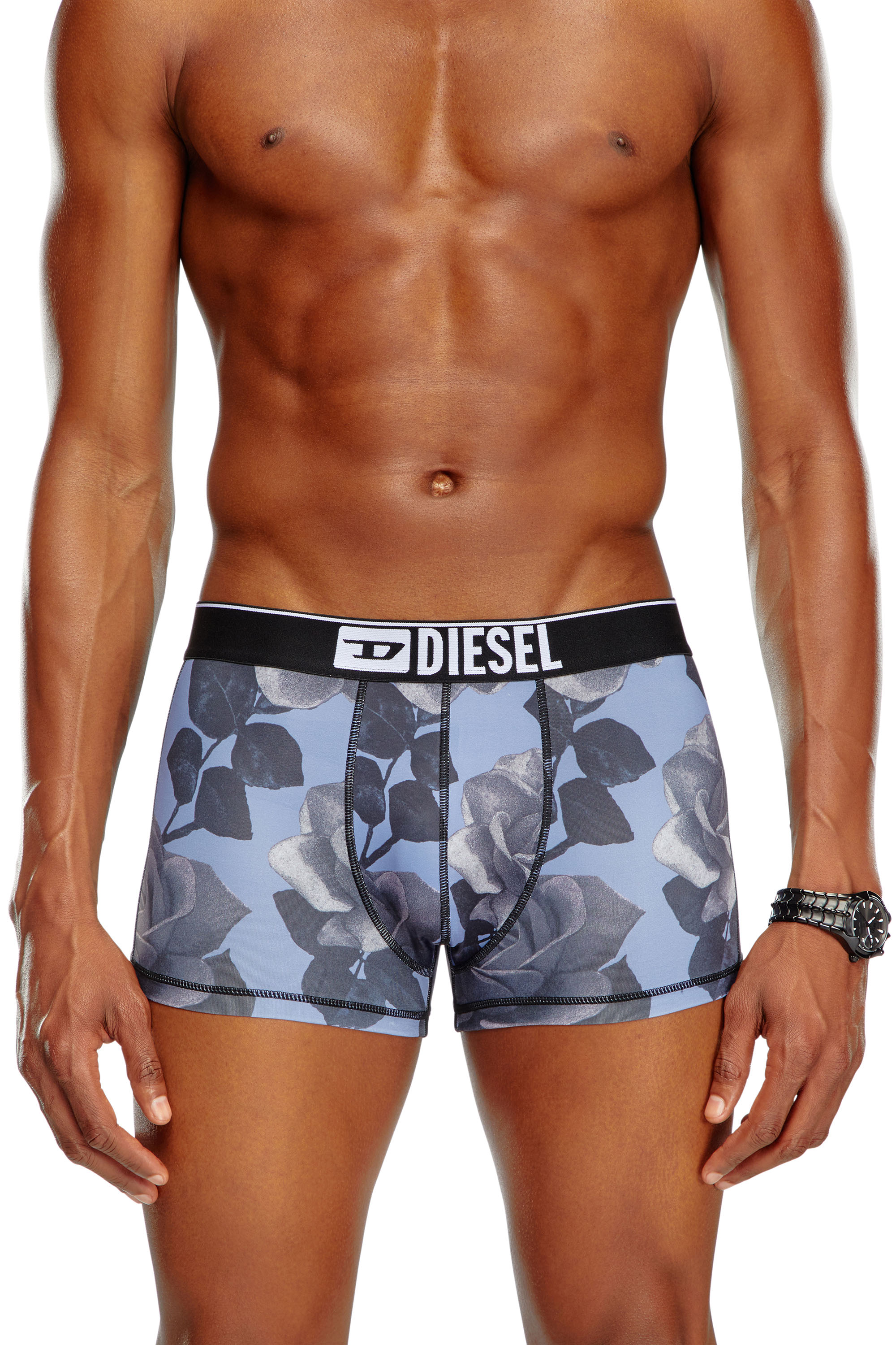 Diesel - UMBX-DAMIEN, Male's Boxer briefs with rose print in ブルー/グレー - 1