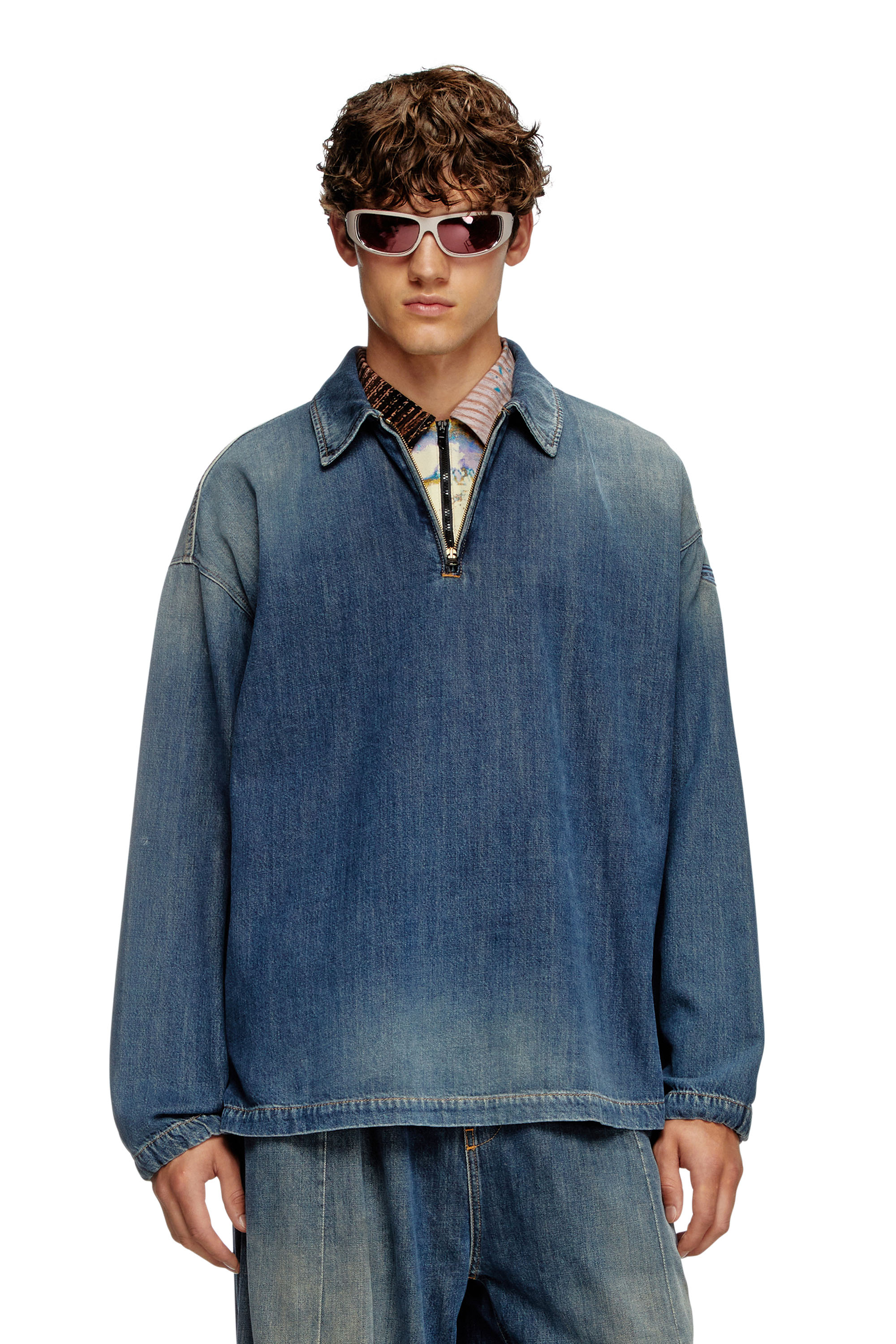 Diesel - D-BRADDY-FSF, Male's Pull-on shirt in light utility denim in ブルー - 1