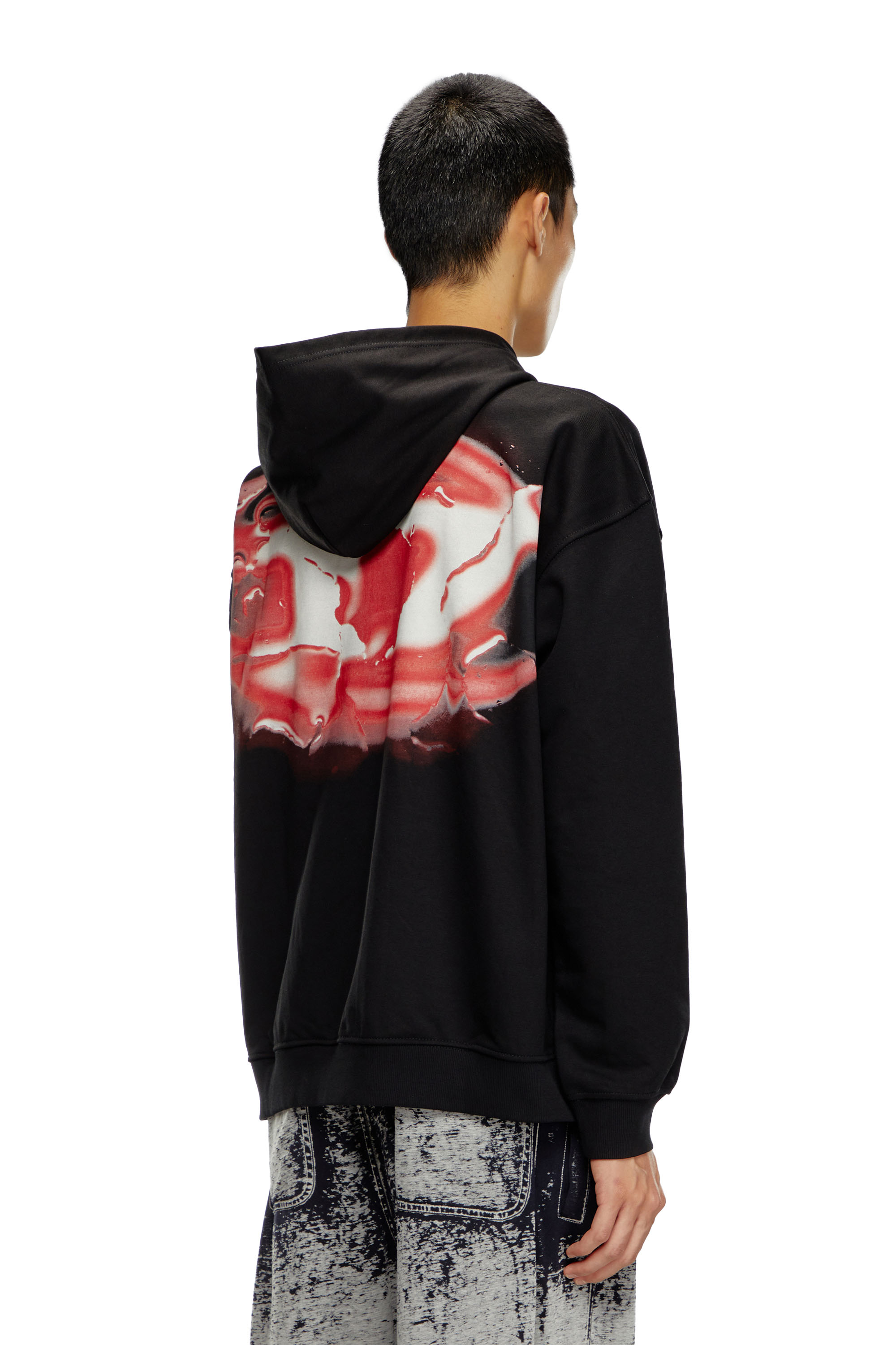 Diesel - S-BOXT-HOOD-K3, Male's Hoodie with water-effect logo print in ブラック - 3