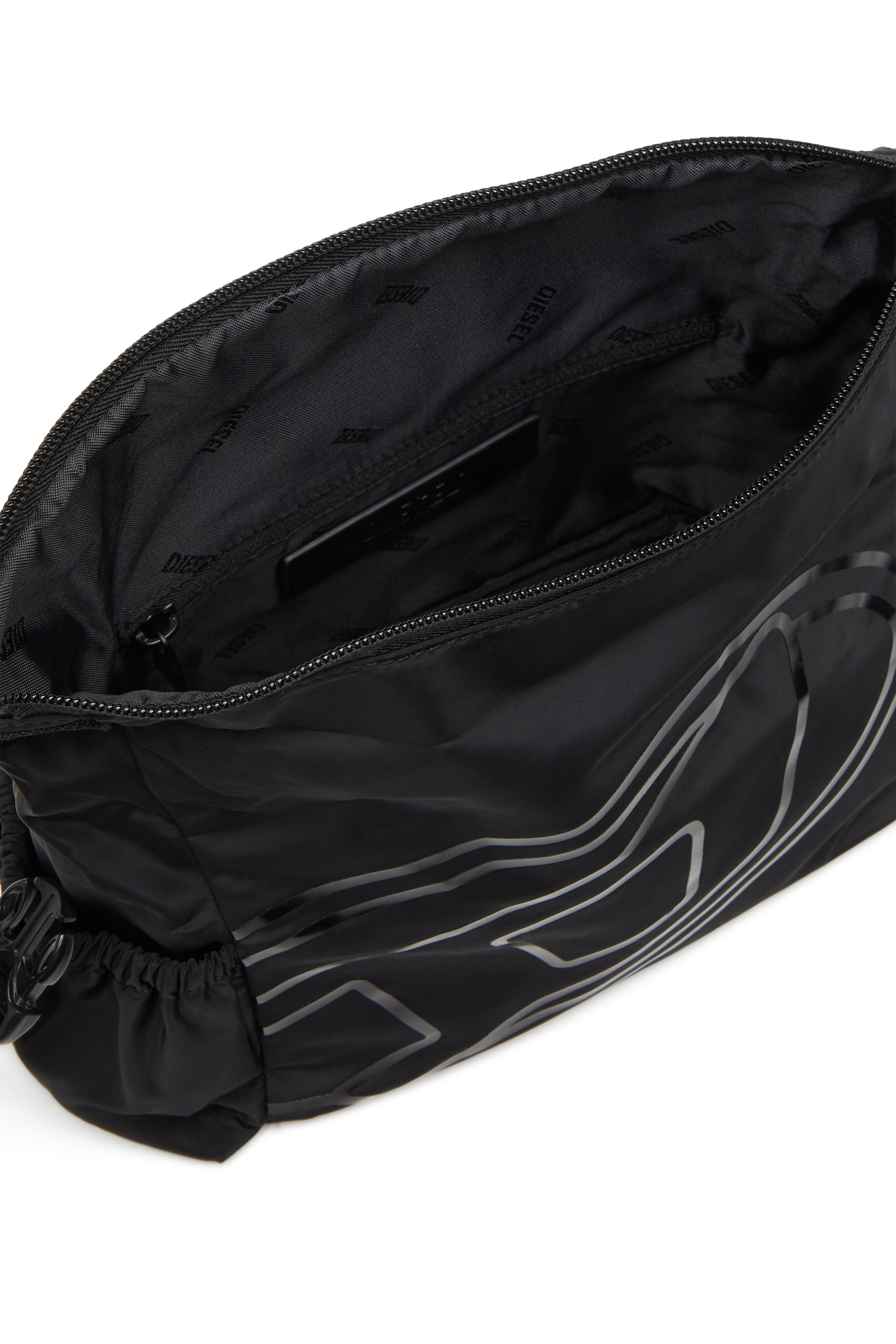 Diesel - DRAPE WASH BAG X, Male's Nylon wash bag with Oval D print in ブラック - 4