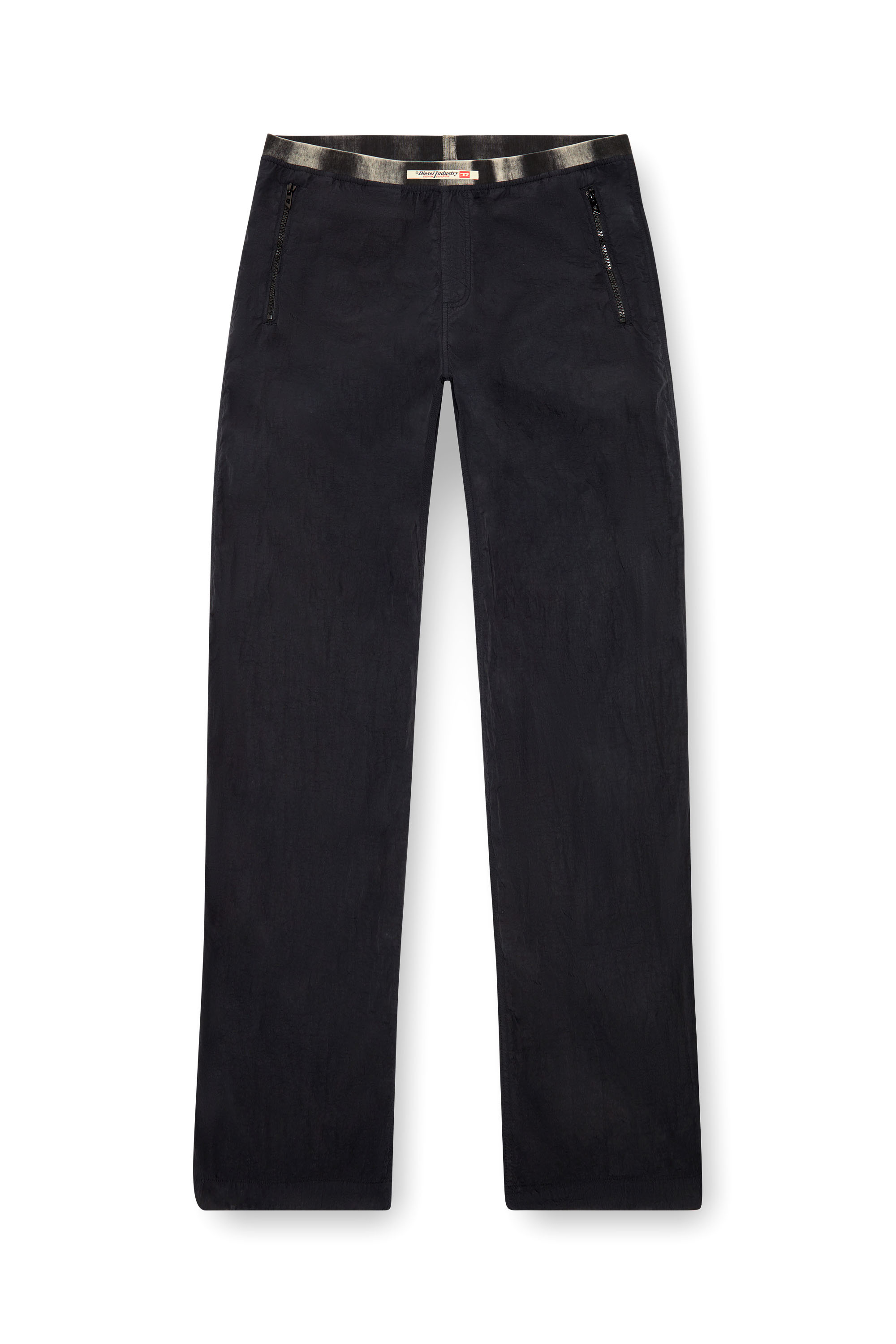 Diesel - P-POST, Male Lightweight pants in wrinkled nylon in ブラック - Image 3
