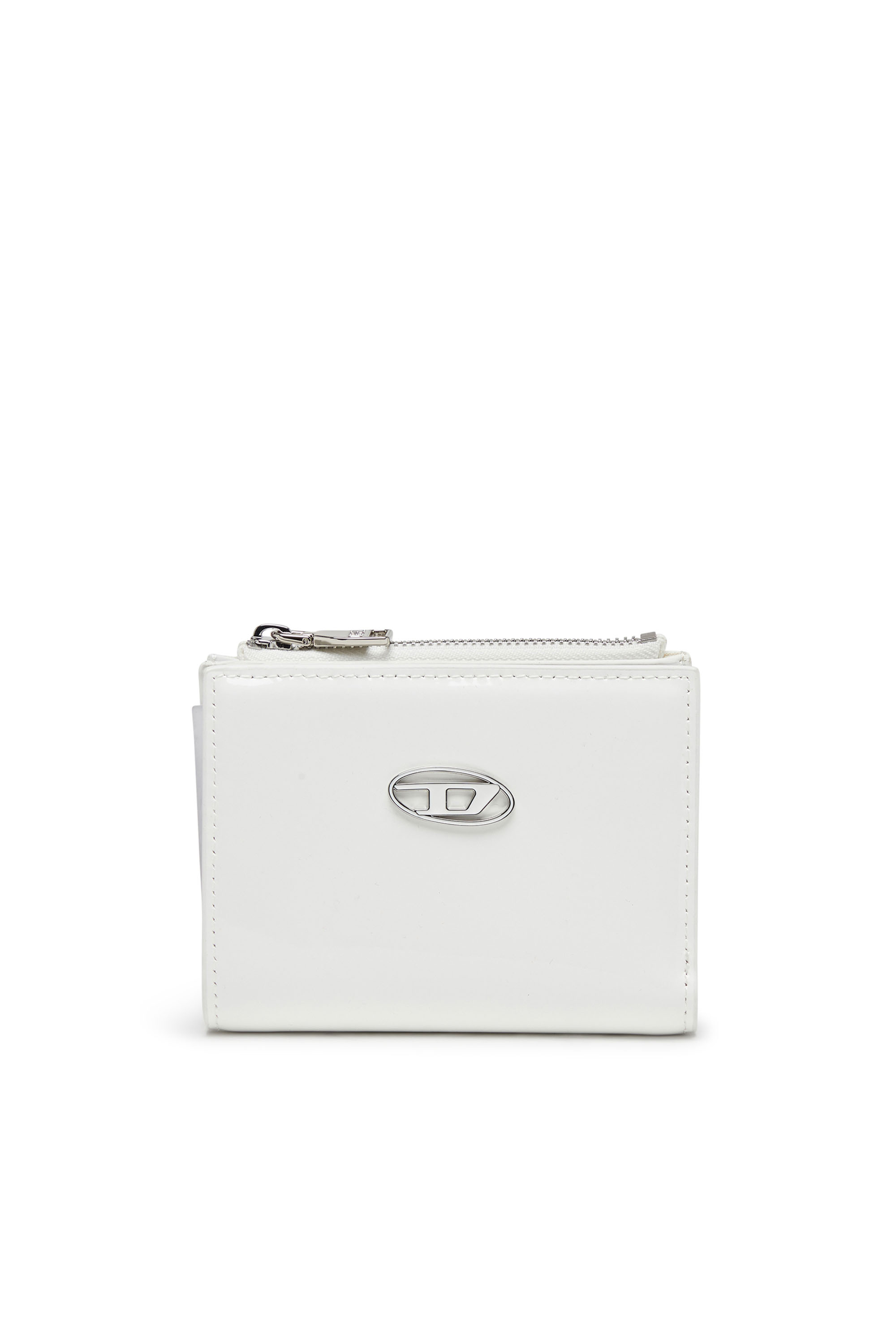 Diesel - PLAY BI-FOLD ZIP II, Female Small wallet in glossy leather in ホワイト - Image 1
