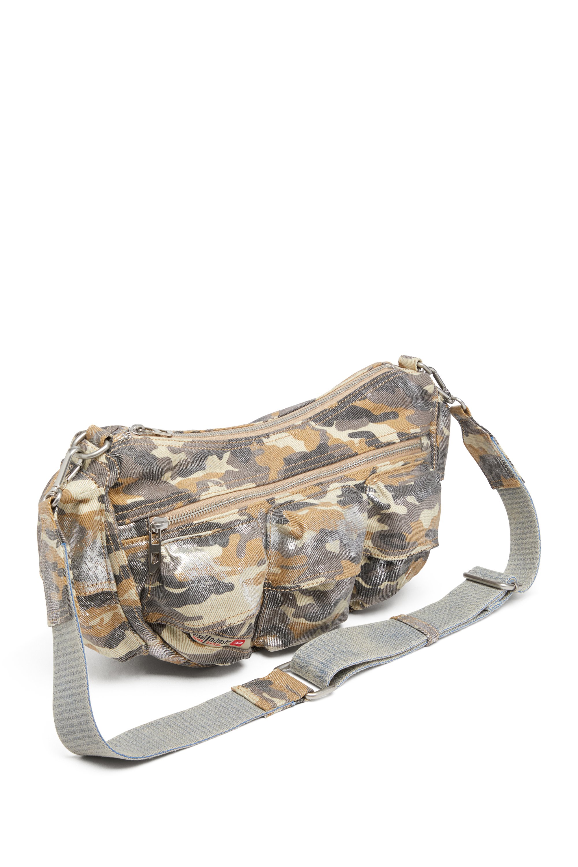 Diesel - MULTI-PKTS SHOULDER BAG X, Female's Multi-Pkts-Multipocket bag in metallic camo twill in マルチカラー/ブラウン - 5