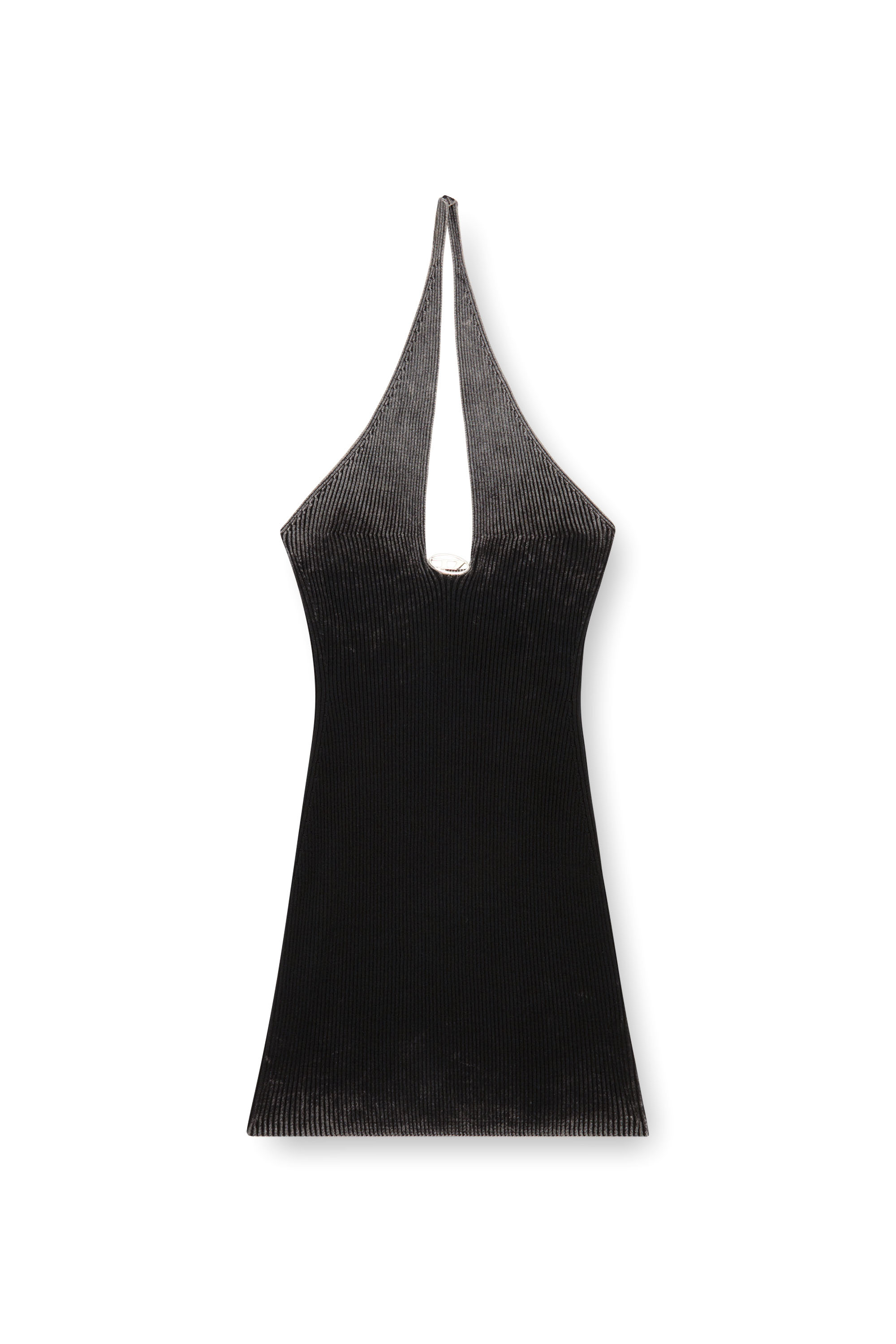 Diesel - M-LARISA, Female Short halter dress in faded ribbed knit in ブラック - Image 4