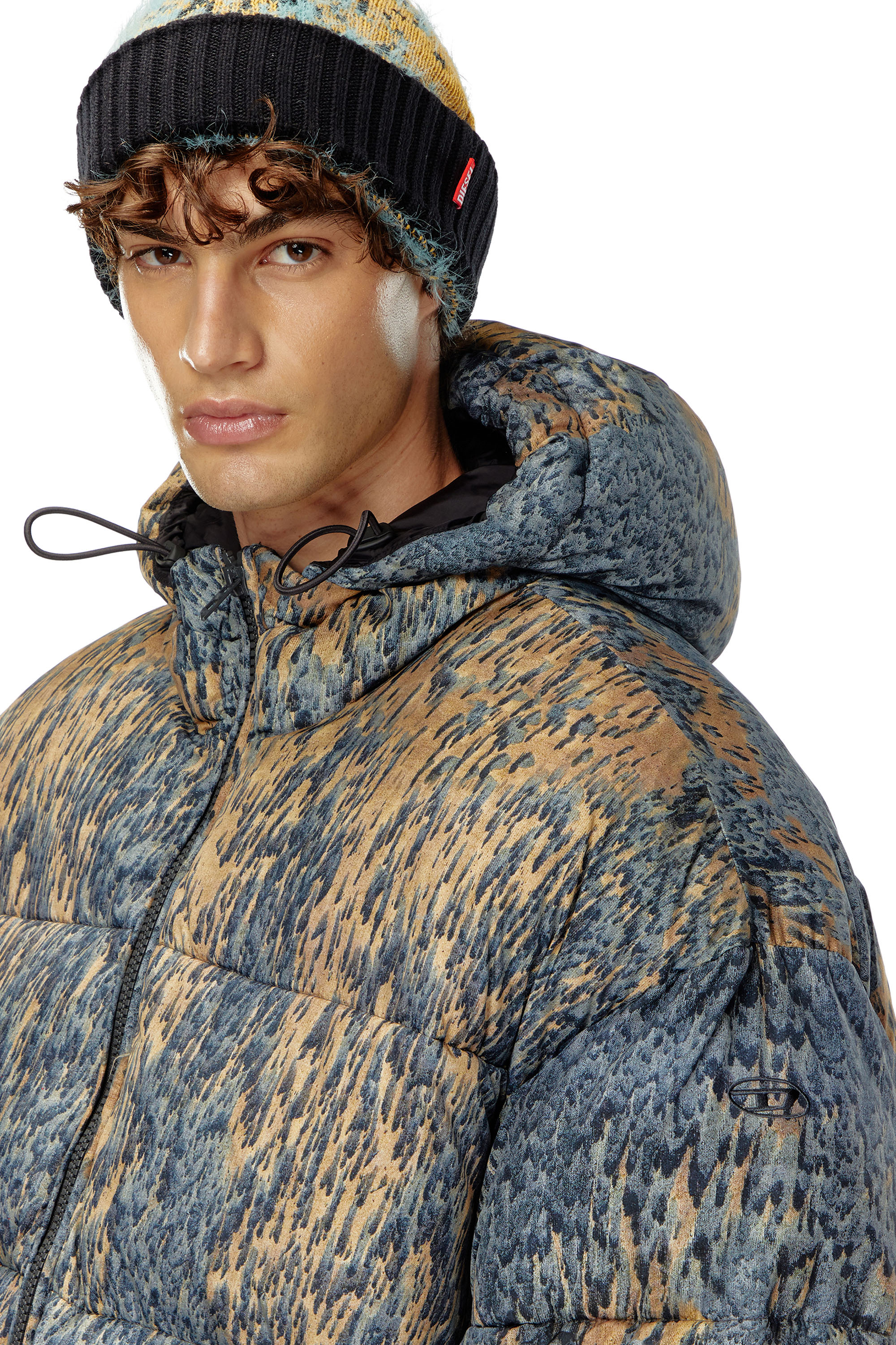 Diesel - W-BOGAERT, Male's Puffer jacket with acid rain effect in ベージュ/グレー - 5