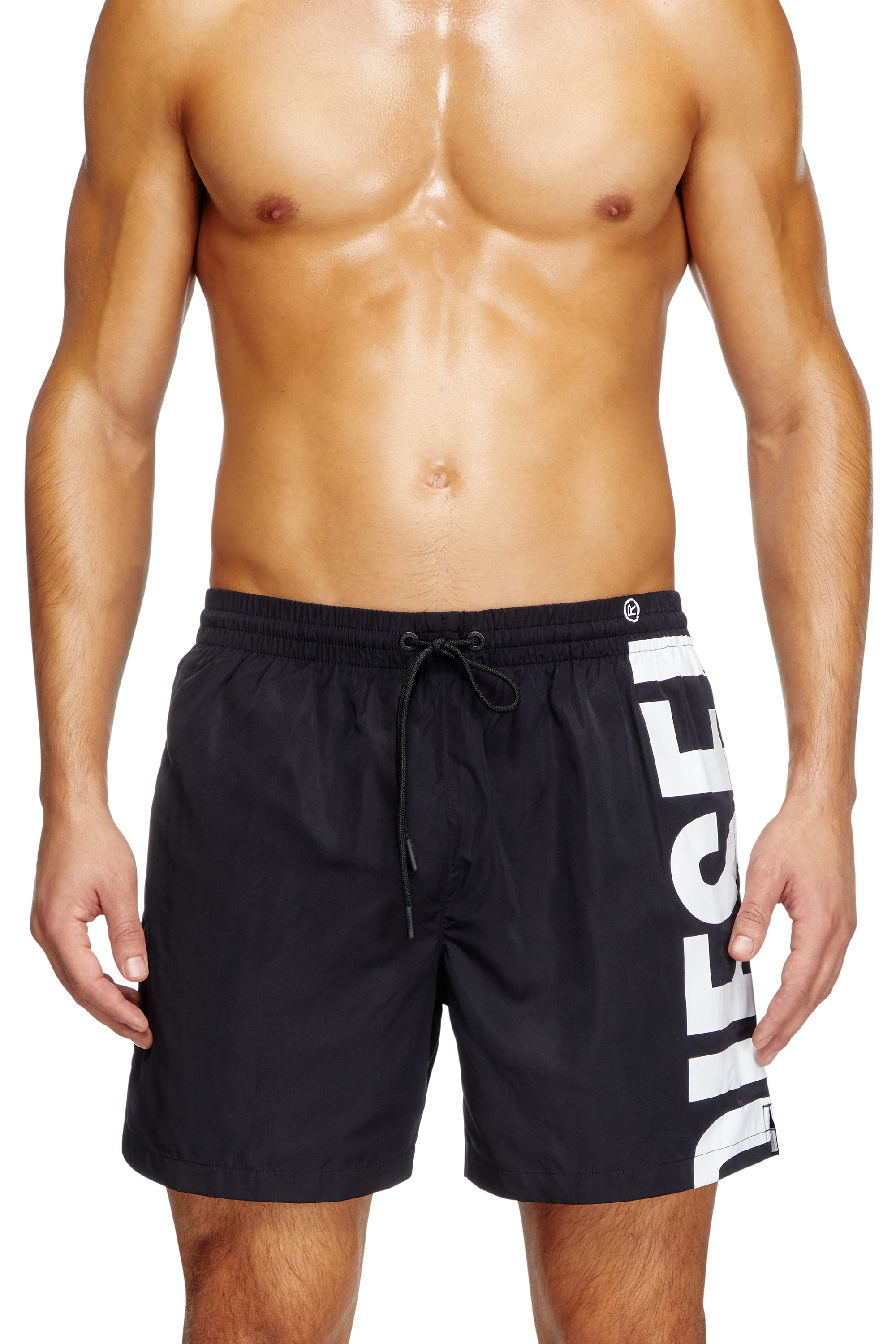 Diesel - RIO-41-D-CORE, Male's Mid-length swim shorts with maxi logo in ブラック/ホワイト - 2