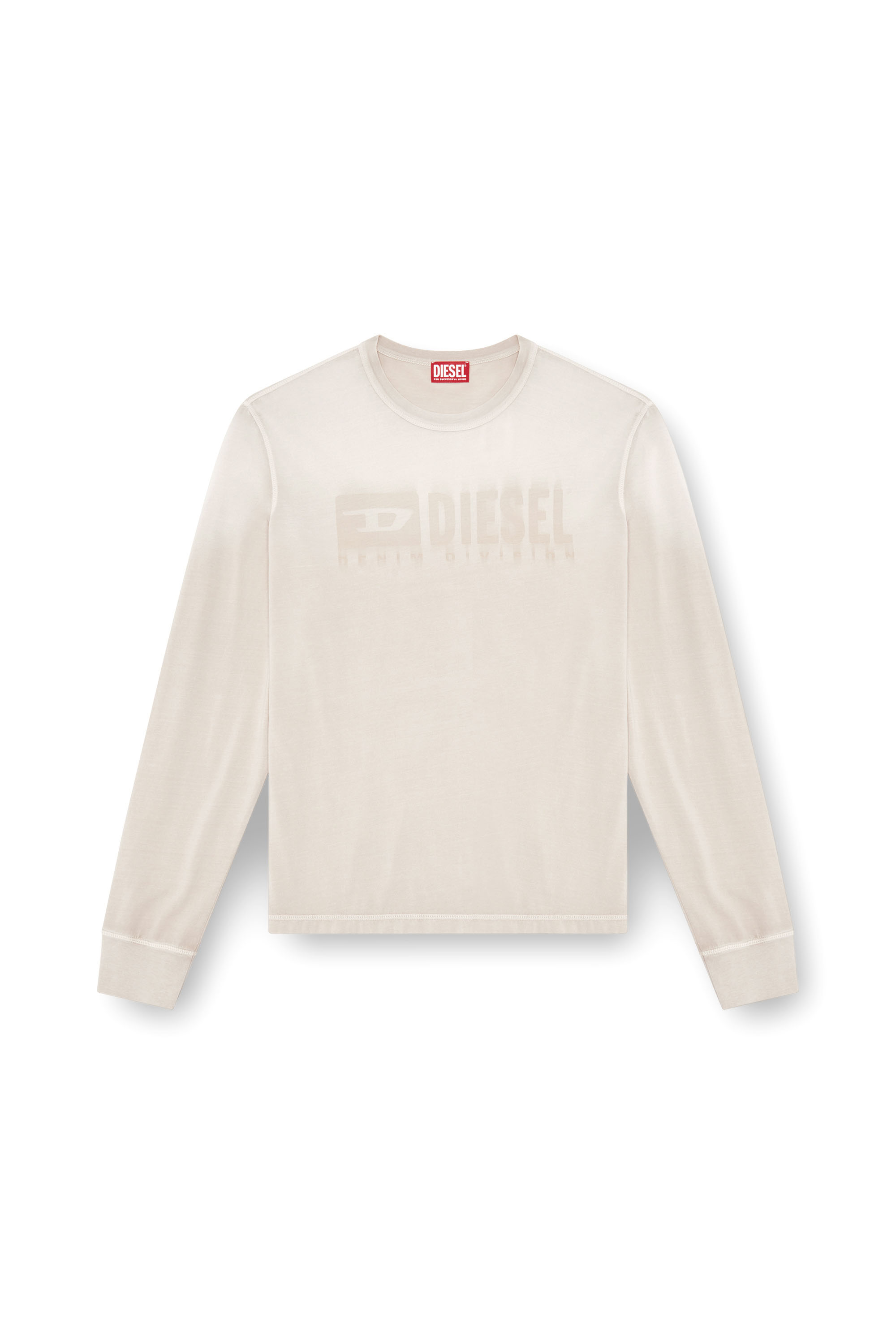 Diesel - T-ADJUST-LS-K4, Male's Long-sleeve T-shirt with tonal logo in ベージュ - 3