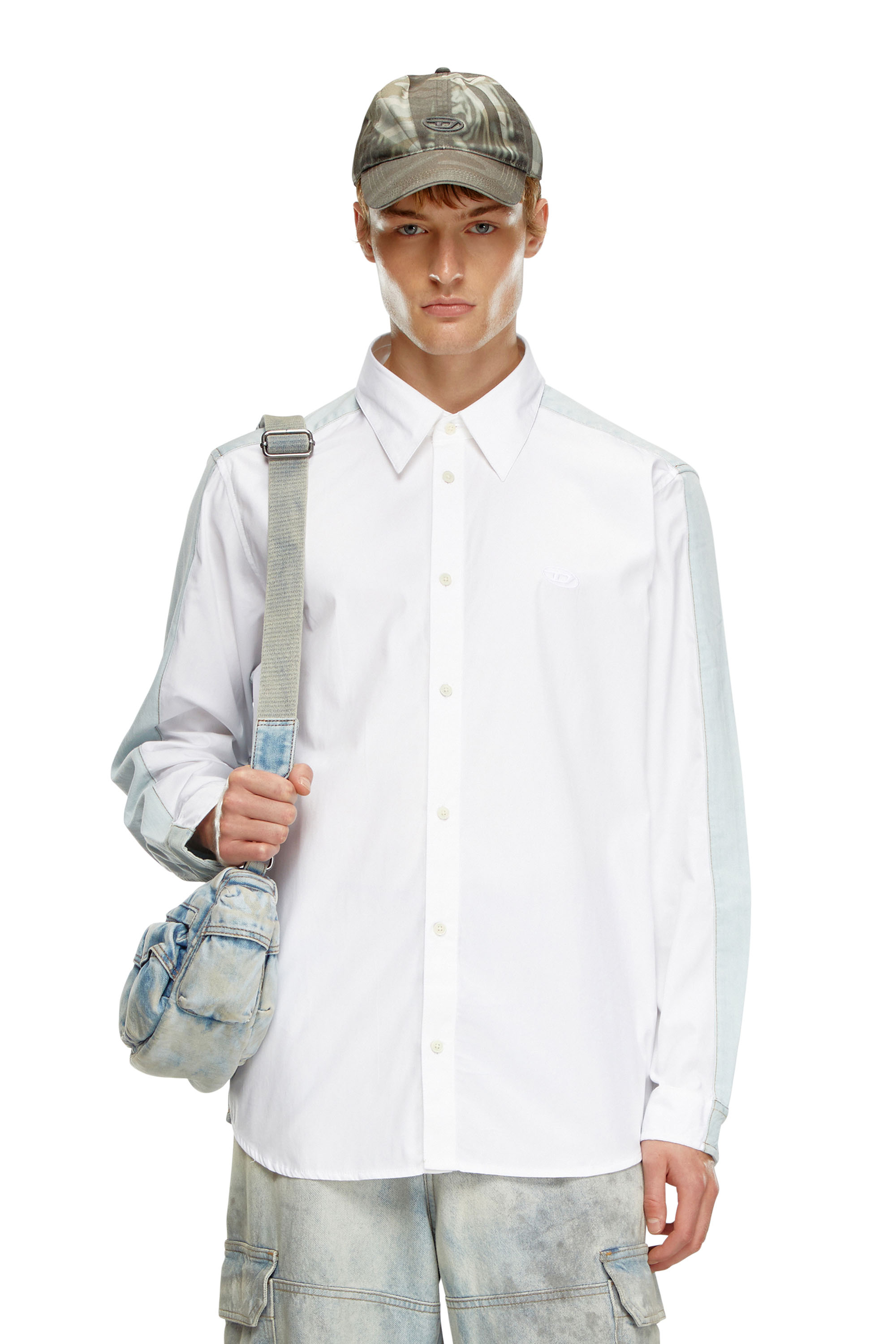 Diesel - S-SIMPLY-DNM, Male Shirt in cotton poplin and denim in マルチカラー - Image 1