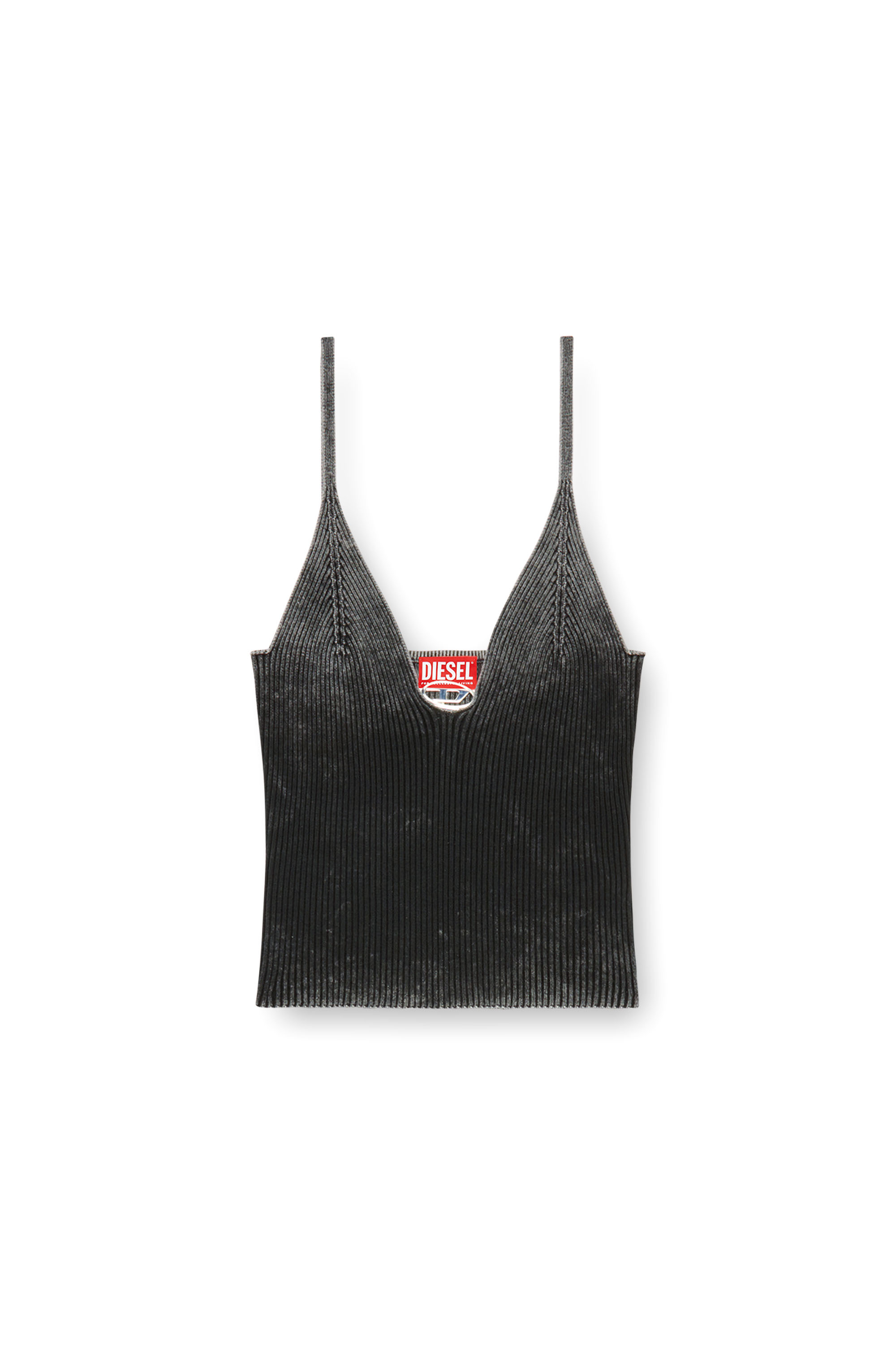 Diesel - M-LAILA, Female Camisole in faded ribbed knit in ブラック - Image 3