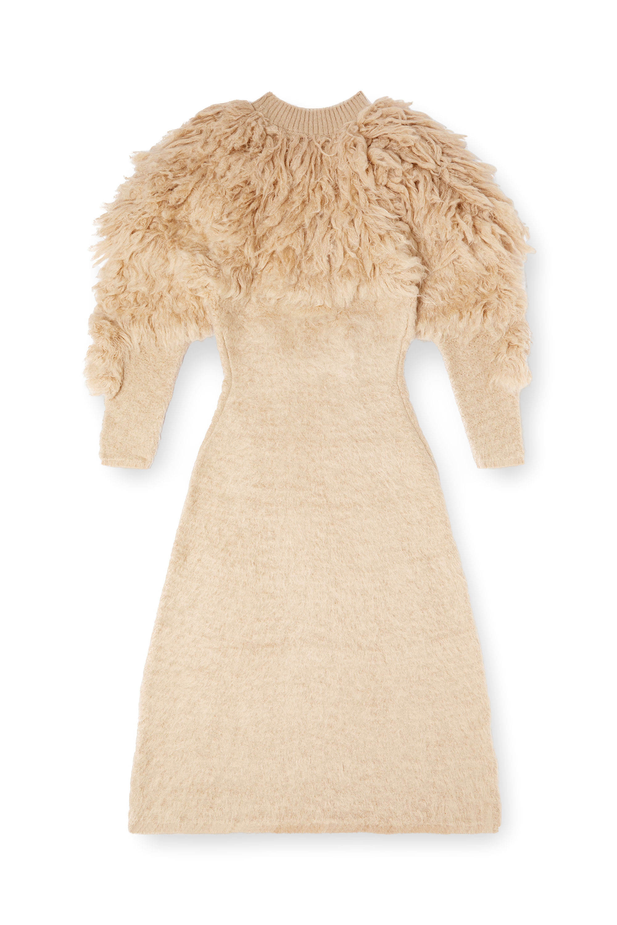 Diesel - M-PACE, Female's Turtleneck dress in shaggy mohair in ベージュ - 5