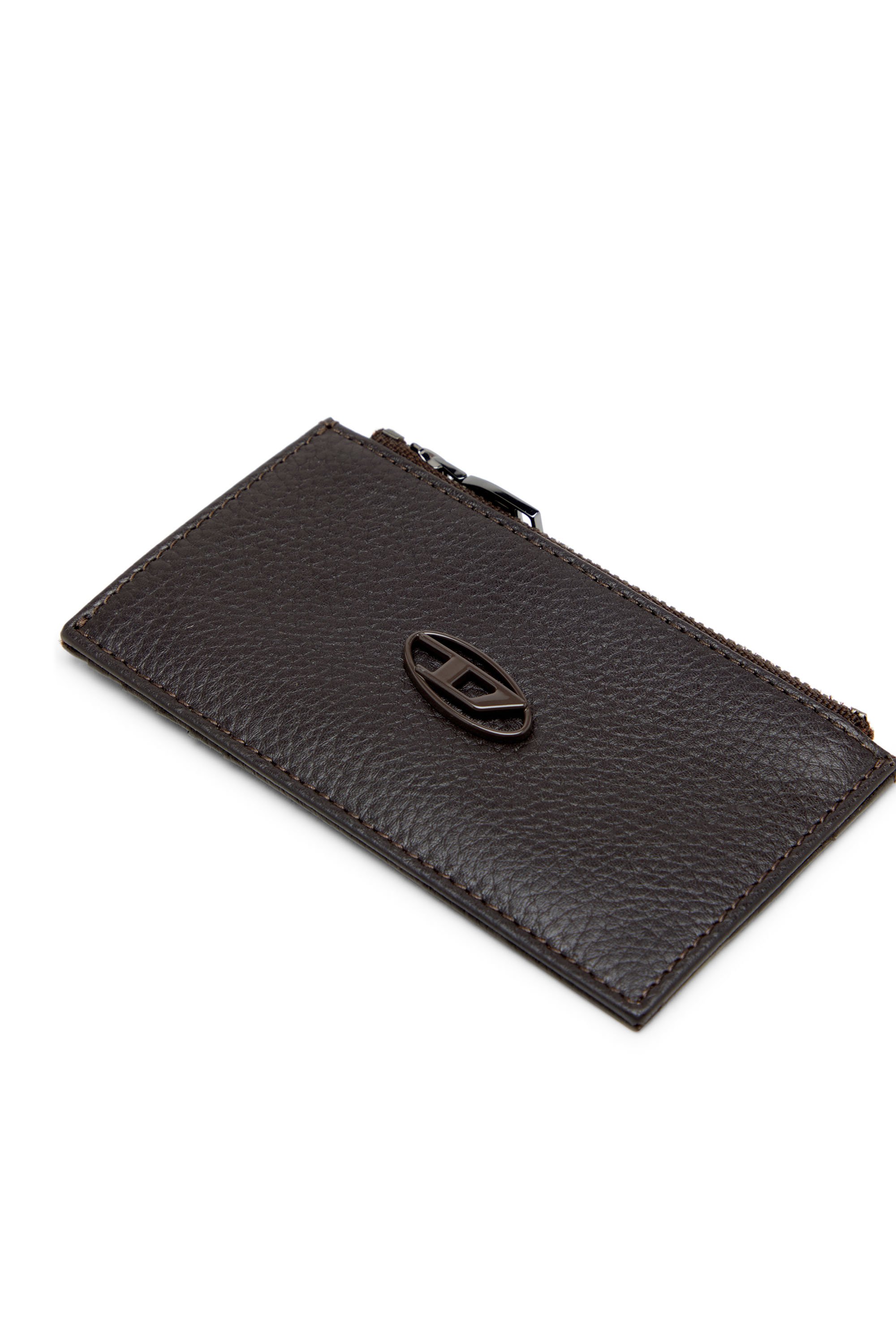 Diesel - HISSU EVO CARD HOLDER III, Male's Flat card holder in grainy leather in ダークブラウン - 4