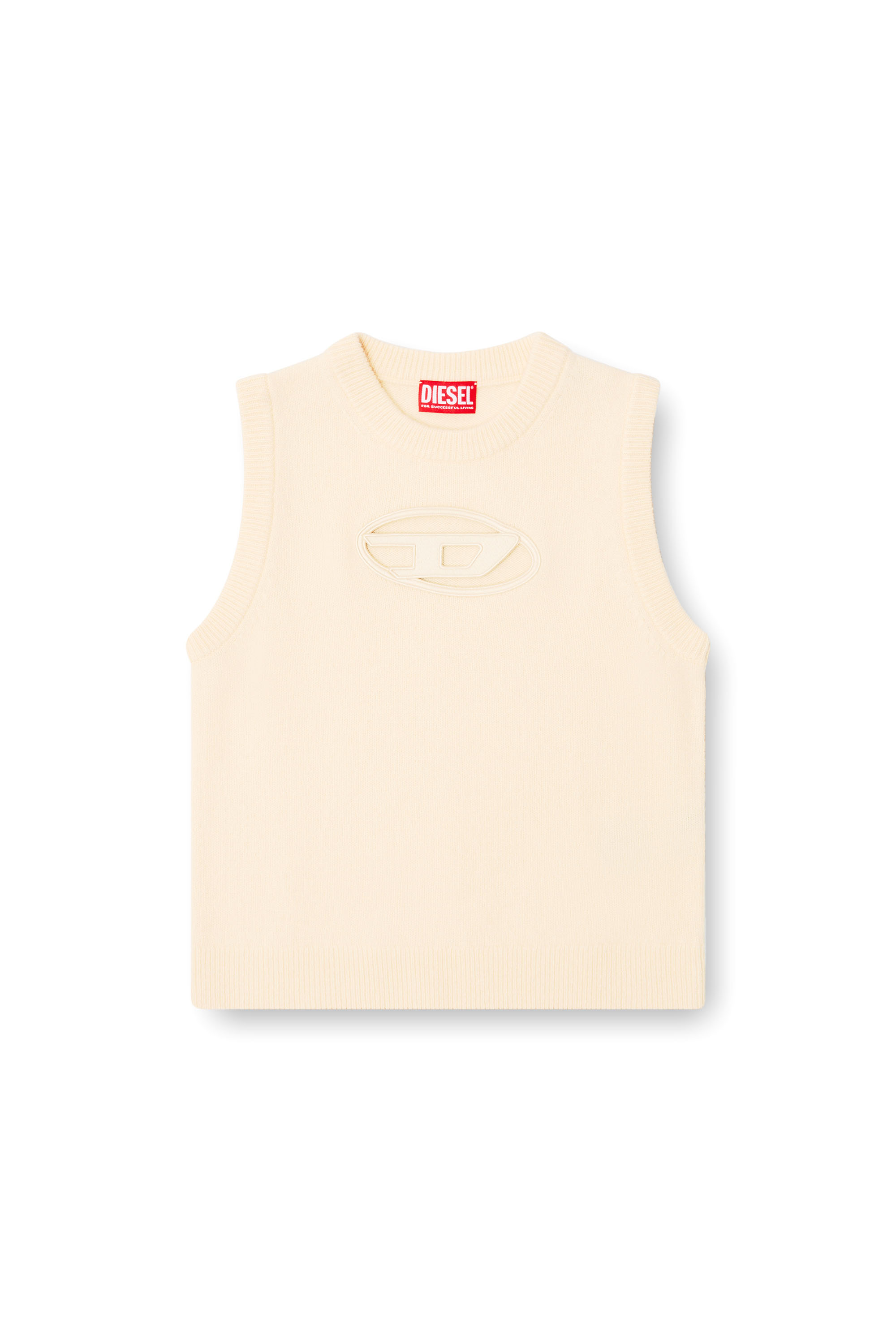 Diesel - M-ARGARIN-SL, Female's Knit tank top in cashmere blend in ベージュ - 3