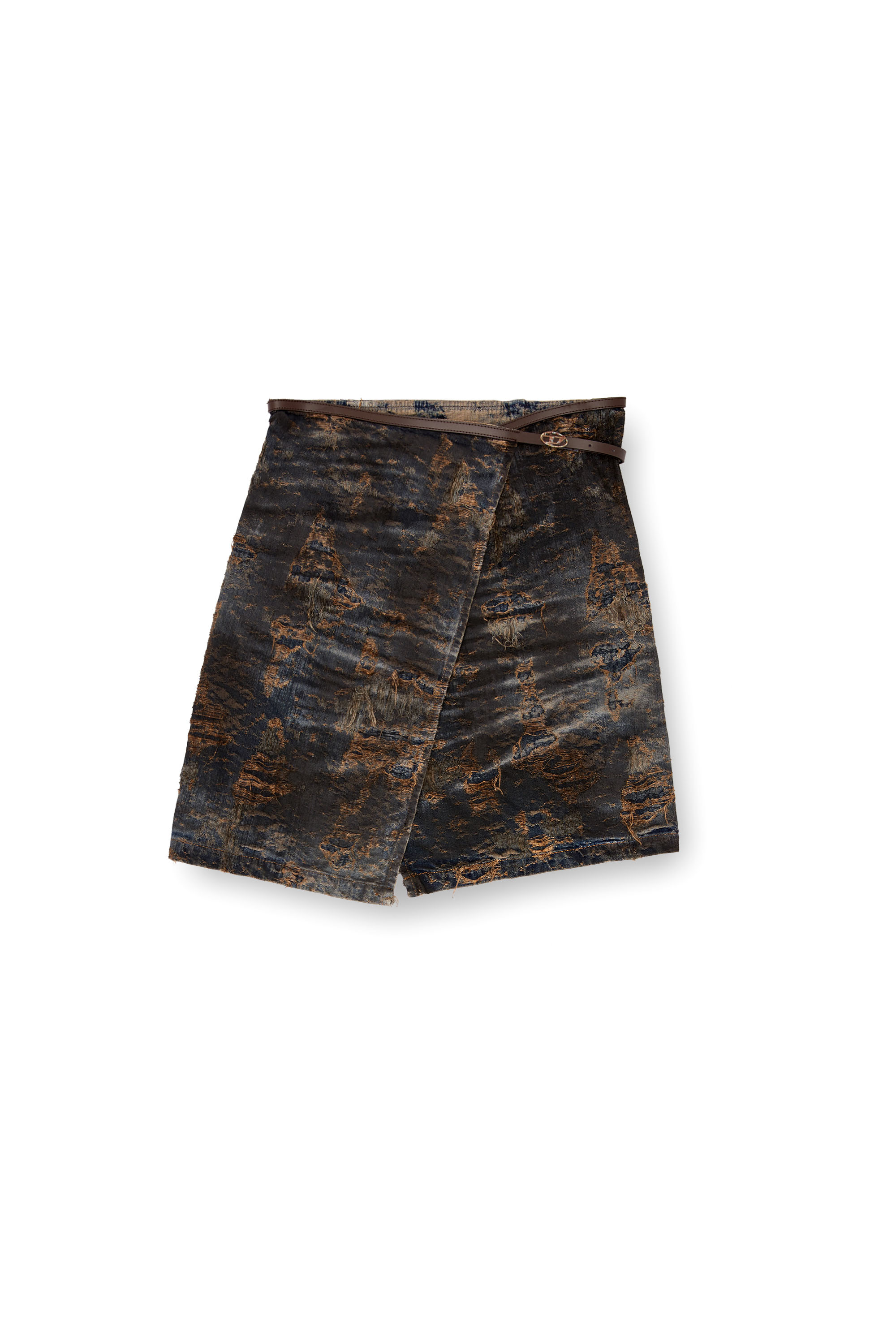 Diesel - DE-LEM-FSF, Female's Wrap skirt in coated jacquard denim in Brown - 6