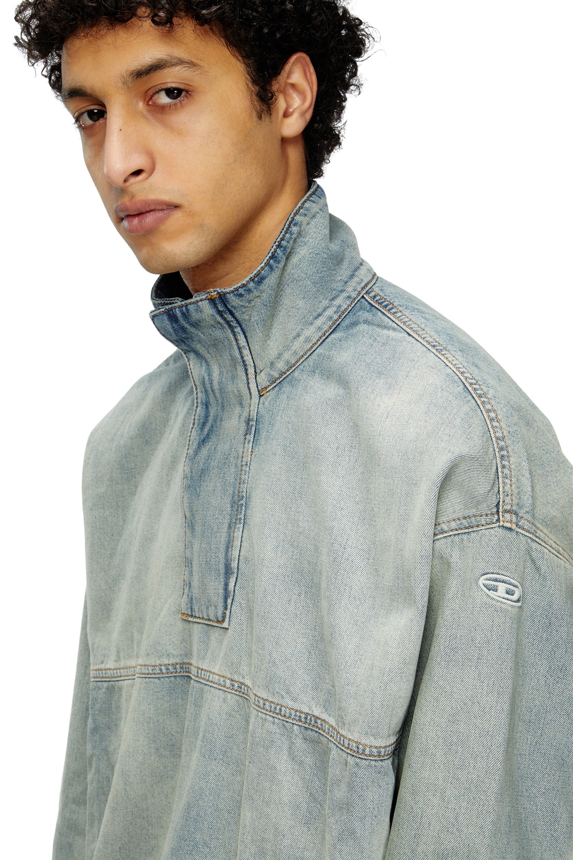 Diesel - D-FLOW-S1, Unisex's Denim pullover in light bicolour denim in ライトブルー - 3