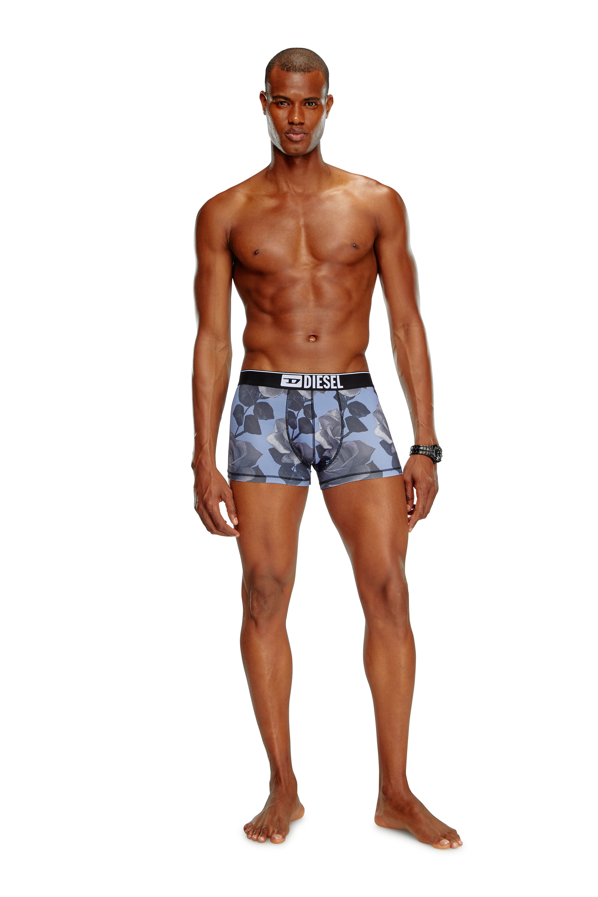 Diesel - UMBX-DAMIEN, Male's Boxer briefs with rose print in ブルー/グレー - 2