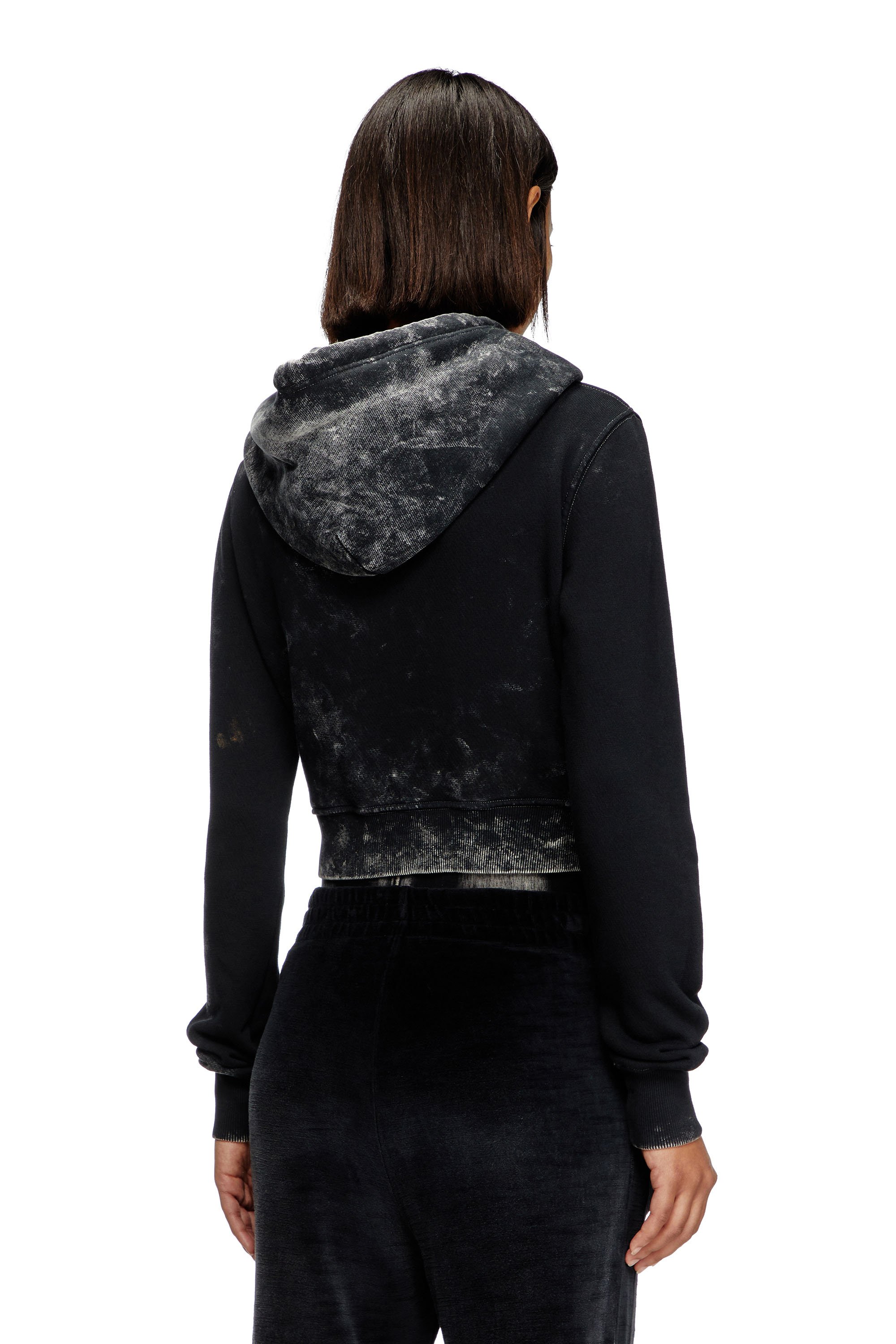 Diesel - F-SLIMMY-HOOD-P5, Female's Faded cut-out hoodie with metal logo in ブラック - 4