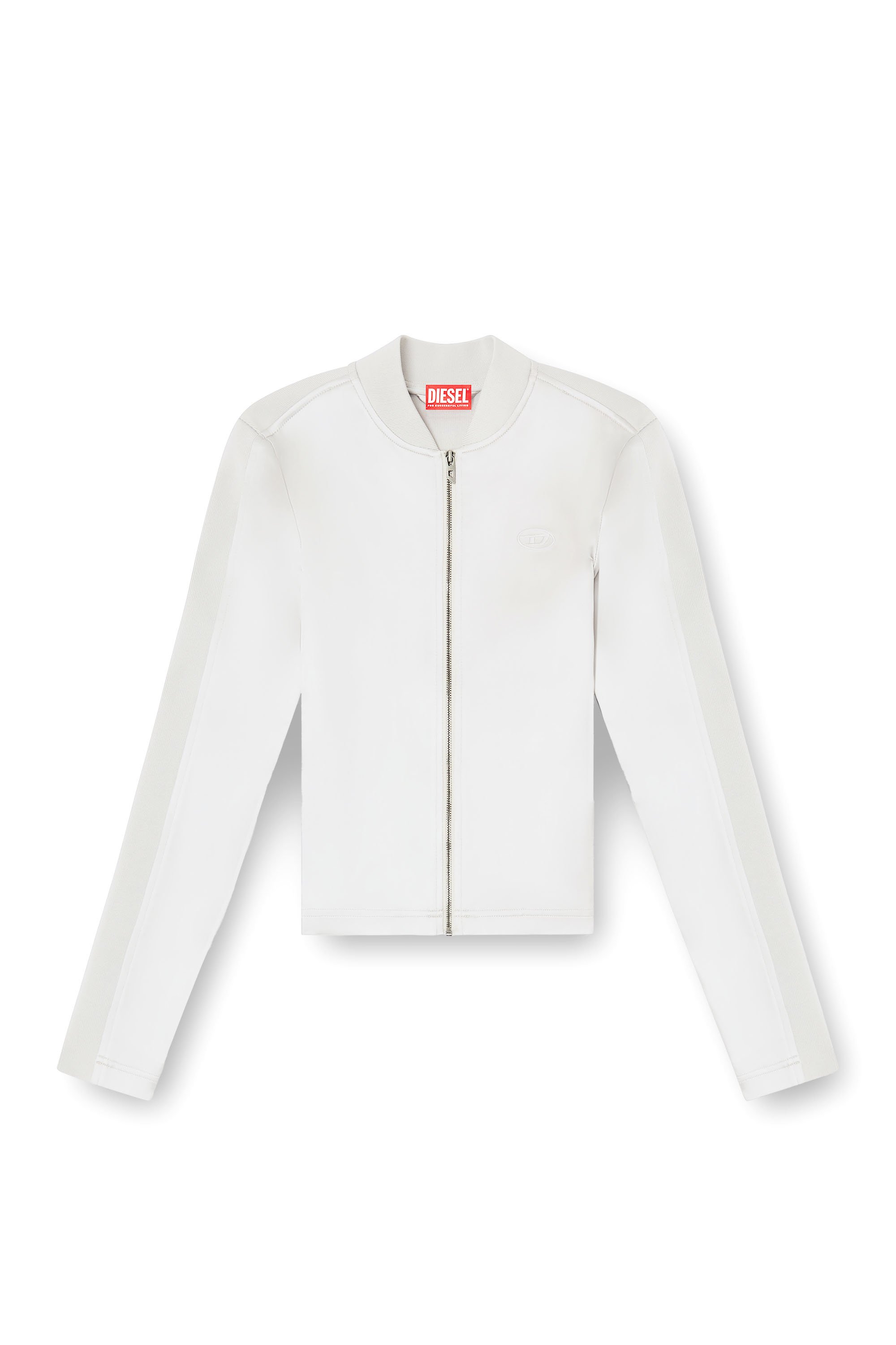 Diesel - G-OPER, Female's Rib-knit and stretch satin jacket in ライトグレー - 3