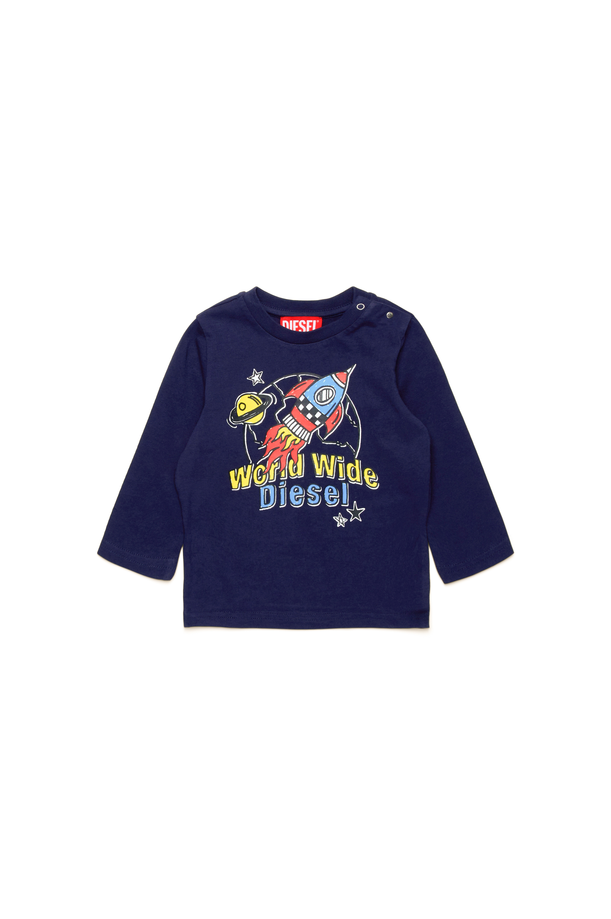 Diesel - TBAMBYB, Male Long-sleeve T-shirt with World Wide print in ブルー - Image 1