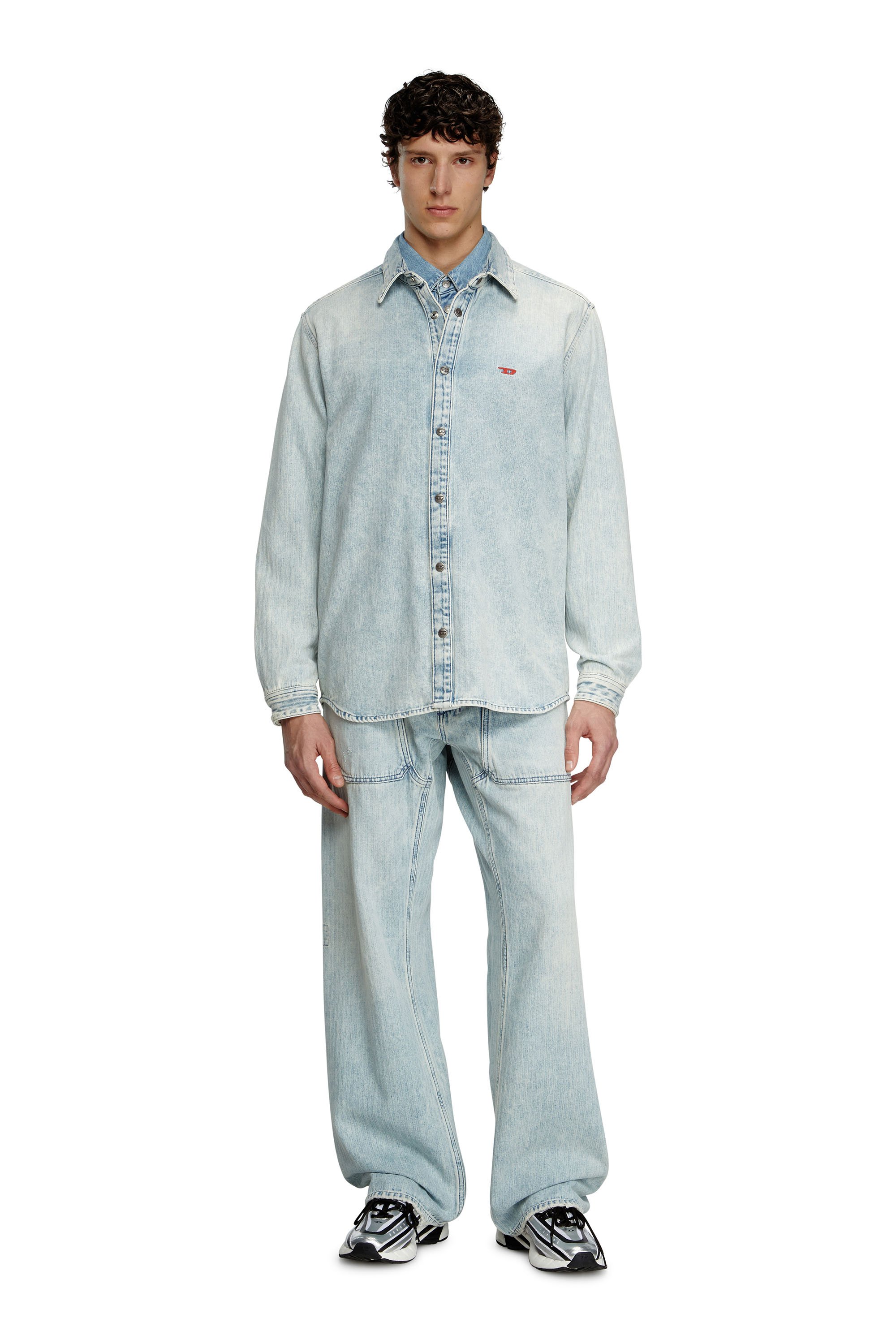 Diesel - D-SIMPLY, Male's Shirt in herringbone denim in ライトブルー - 2