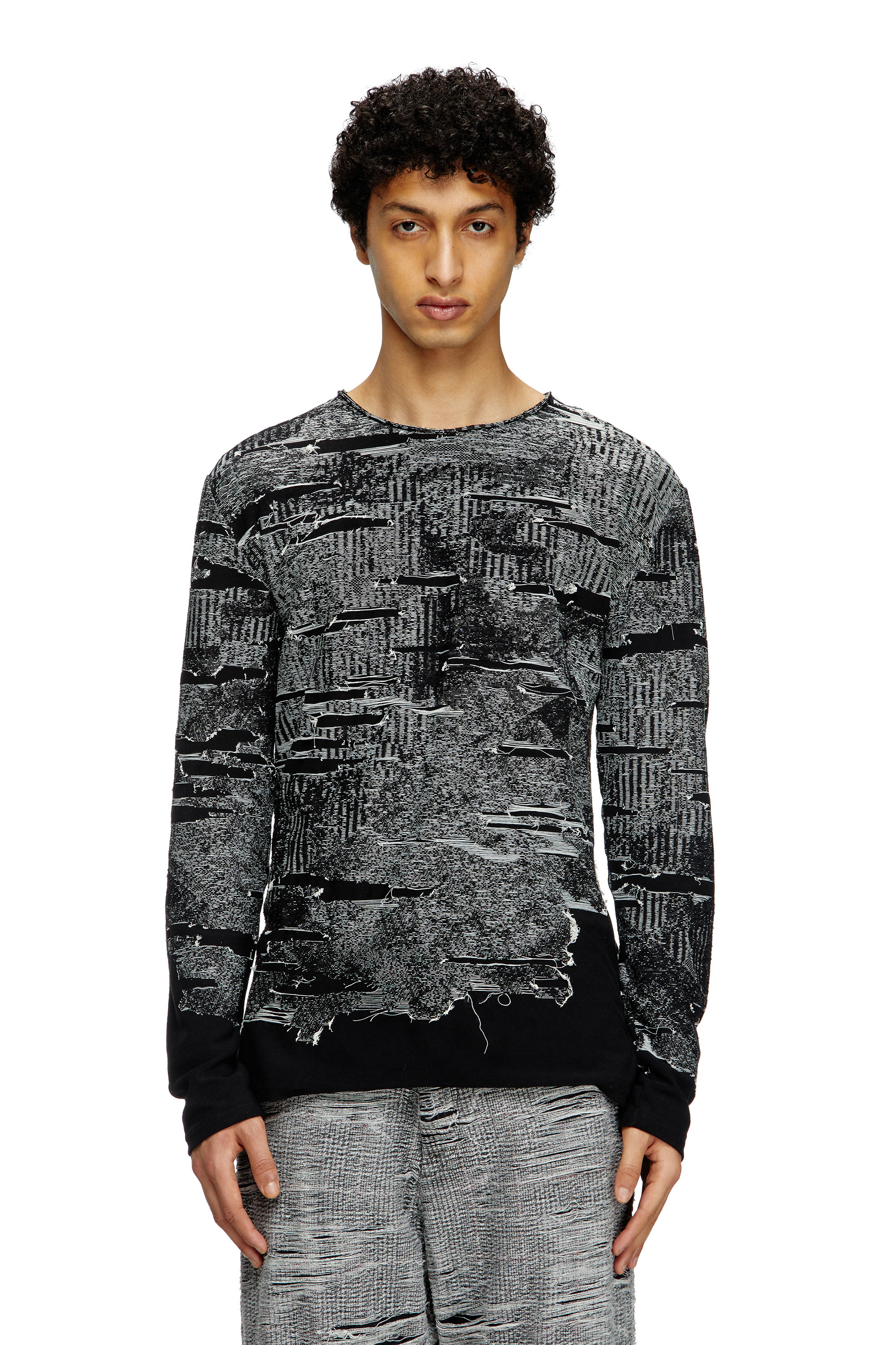 Diesel - K-CADMO, Male's Jumper with engineered distressing in ブラック - 1