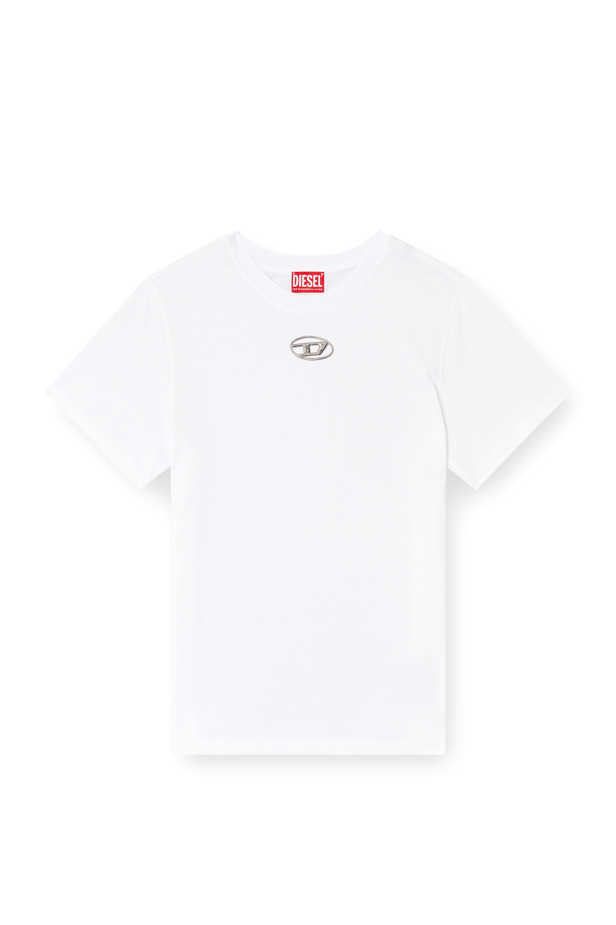 Diesel - T-REGS-OD-Q1, Female's Regular fit T-shirt with cut-out Oval D in ホワイト - 3