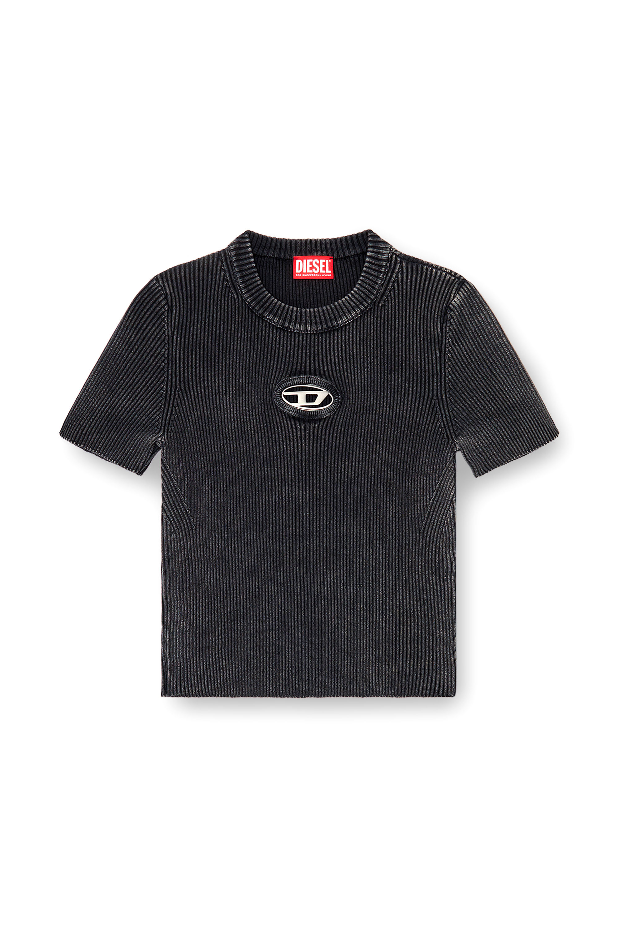 Diesel - M-ANCHOR-A-SS, Female's Short-sleeve top with cut-out logo in ブラック - 3