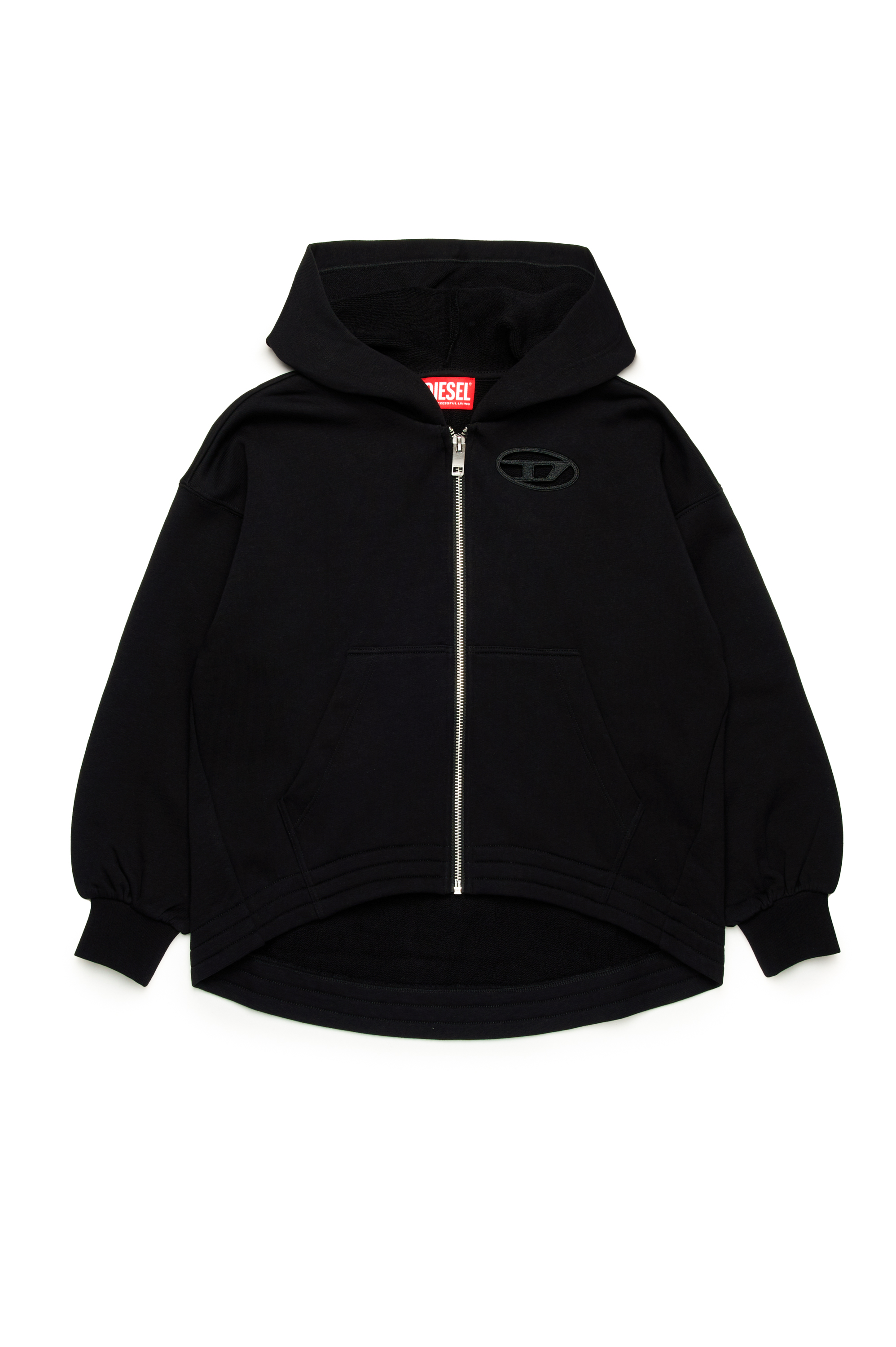 Diesel - SFPERU, Female's Zip-up hoodie with cut-out Oval D logo in ブラック - 1