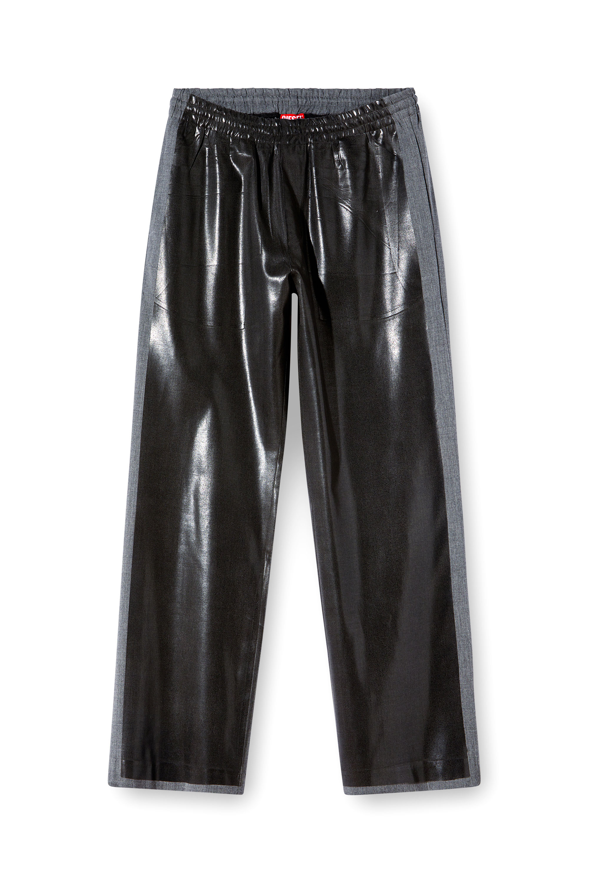 Diesel - P-CLAYS-DD, Unisex's Tailored track pants with coated front in ブラック - 7