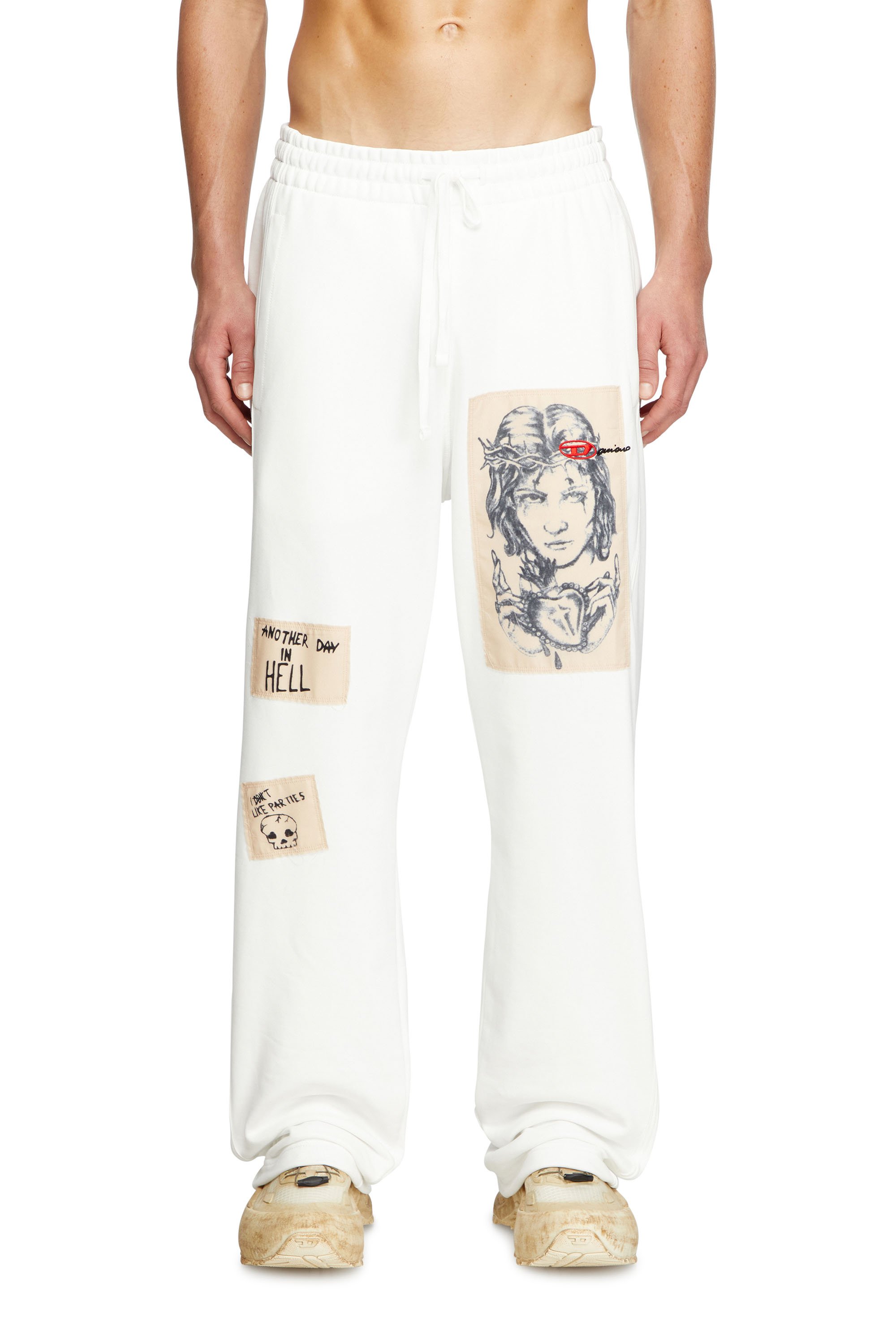 Diesel - P-MARTYANS-DD, Unisex's Track pants with tattoo patches in ホワイト - 2