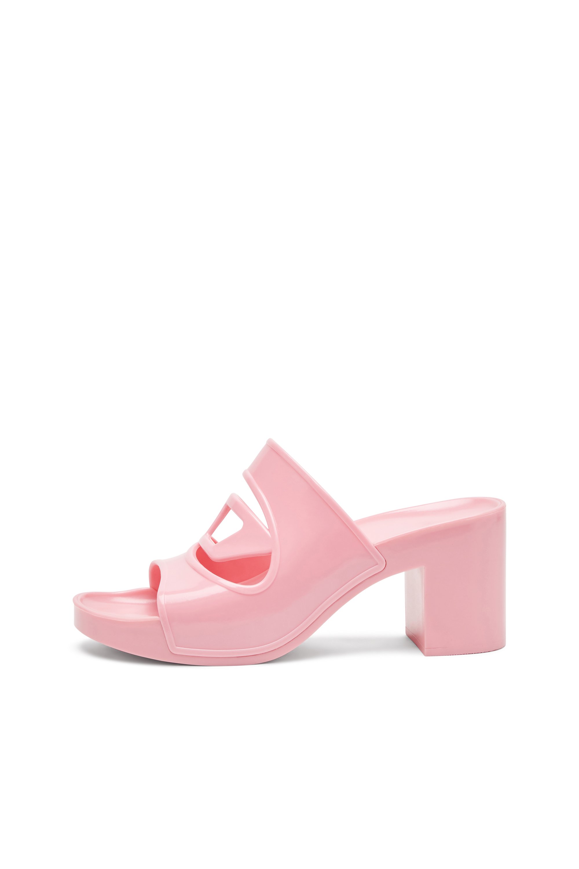 Diesel - SA-BONNIE, Female's Sa-Bonnie-Heeled rubber slides with cut-out logo in ピンク / ホワイト - 7