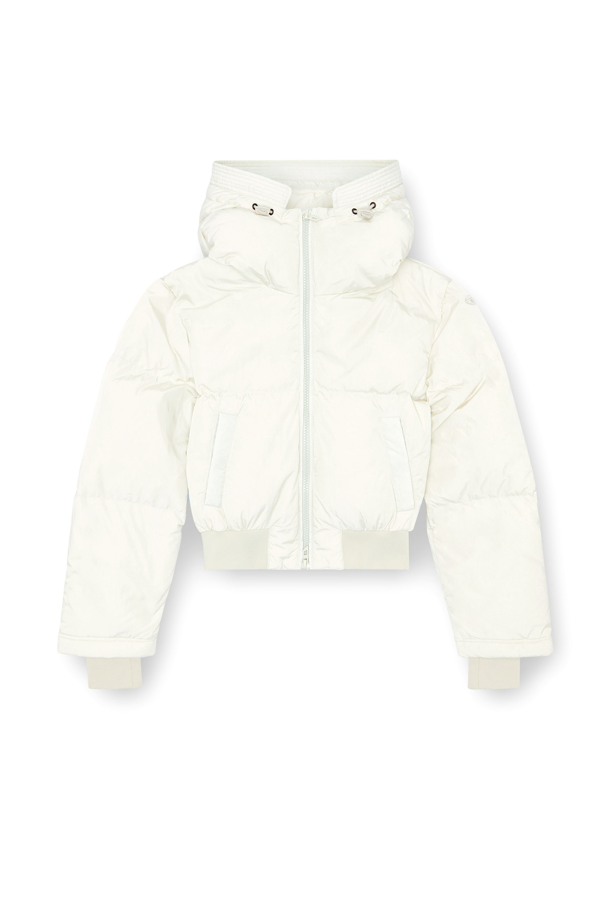 Diesel - W-PEYT-SHORT-NEW-P1, Female's Hooded down jacket in crinkled nylon in ホワイト - 3