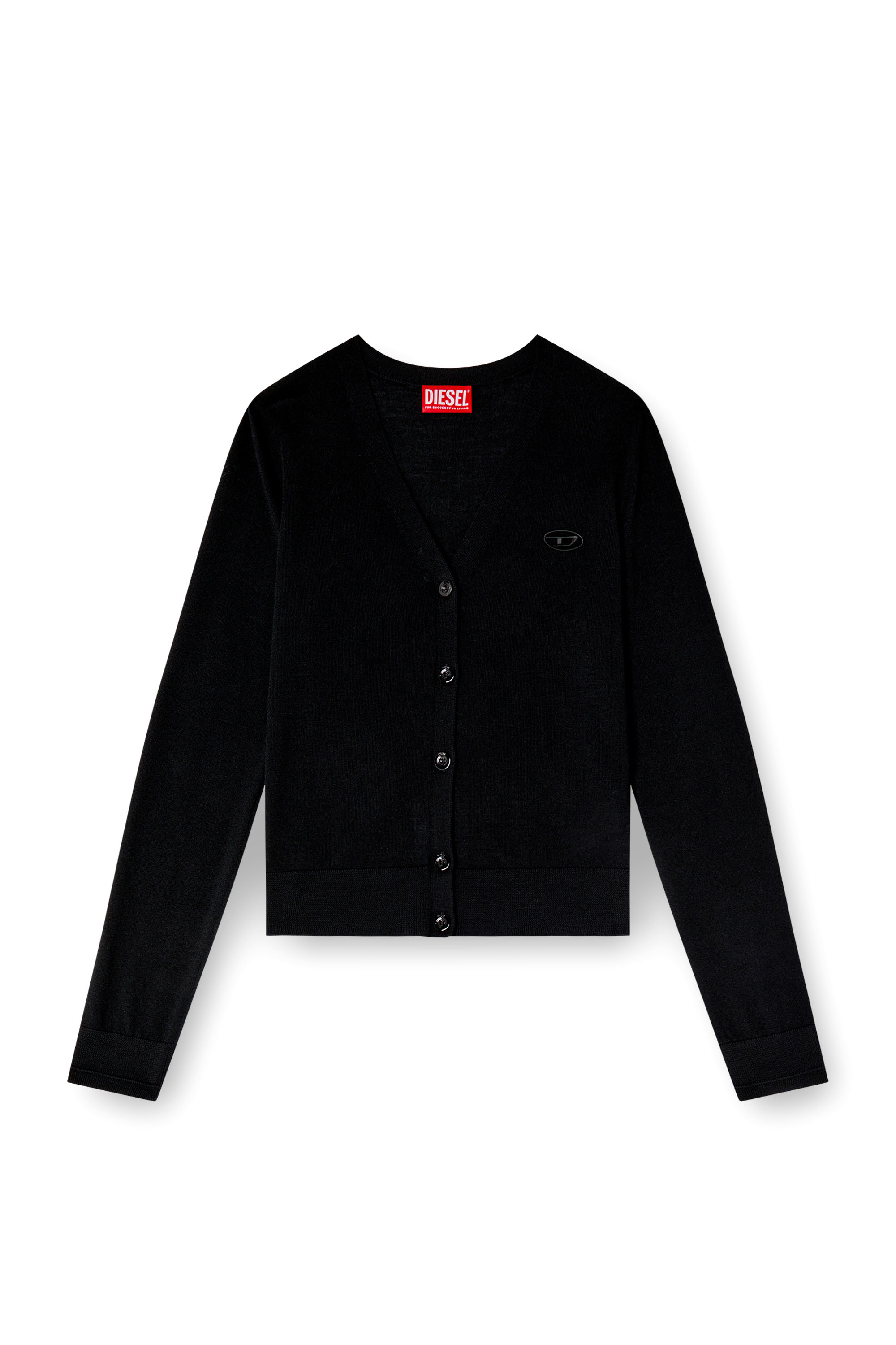 Diesel - M-ALIMA, Female's Wool cardigan with cut-out logo in ブラック - 3