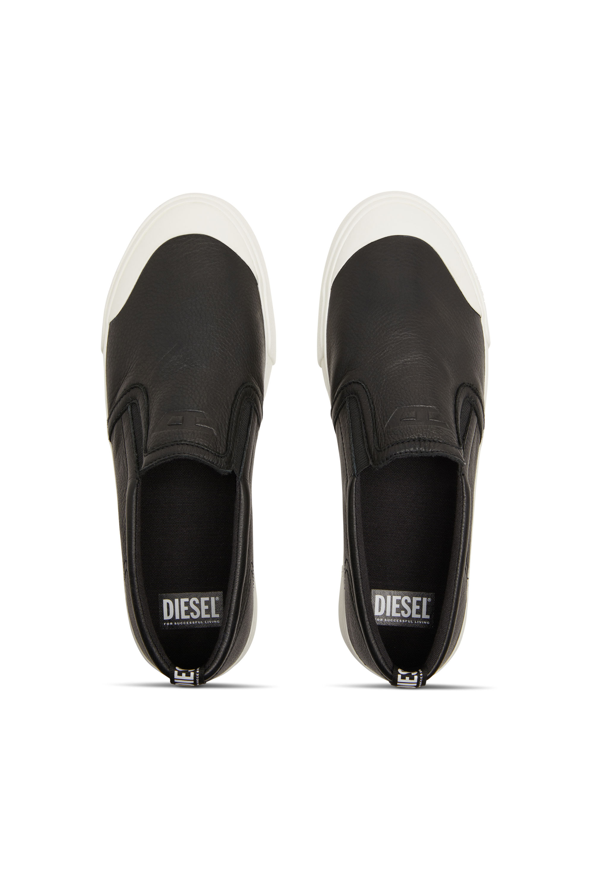 Diesel - S-ATHOS SLIP ON, Male S-Athos-Slip-on sneakers in plain leather in ブラック - Image 5