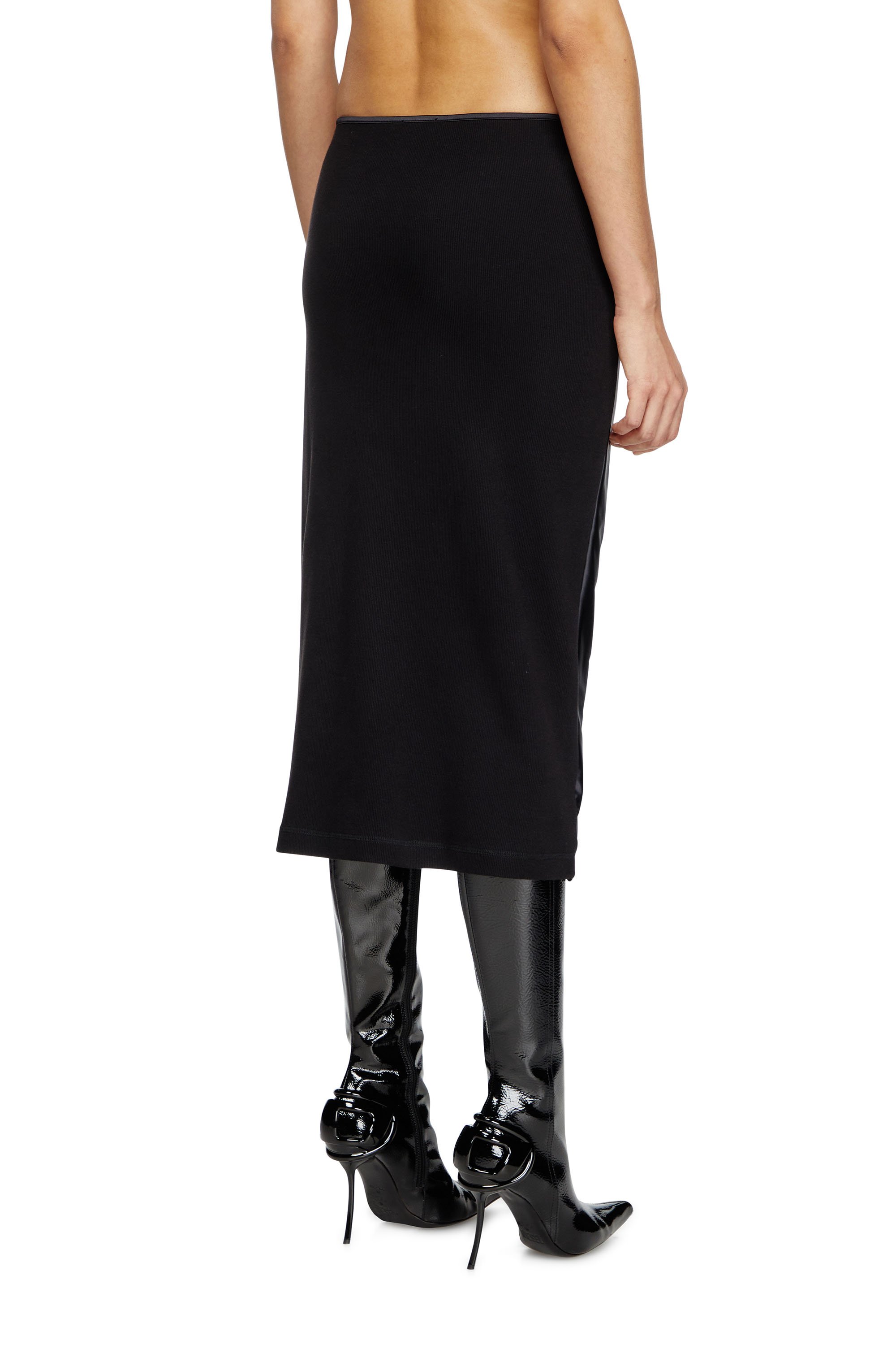 Diesel - O-SILV, Female's Draped midi skirt with chintz finish in ブラック - 4