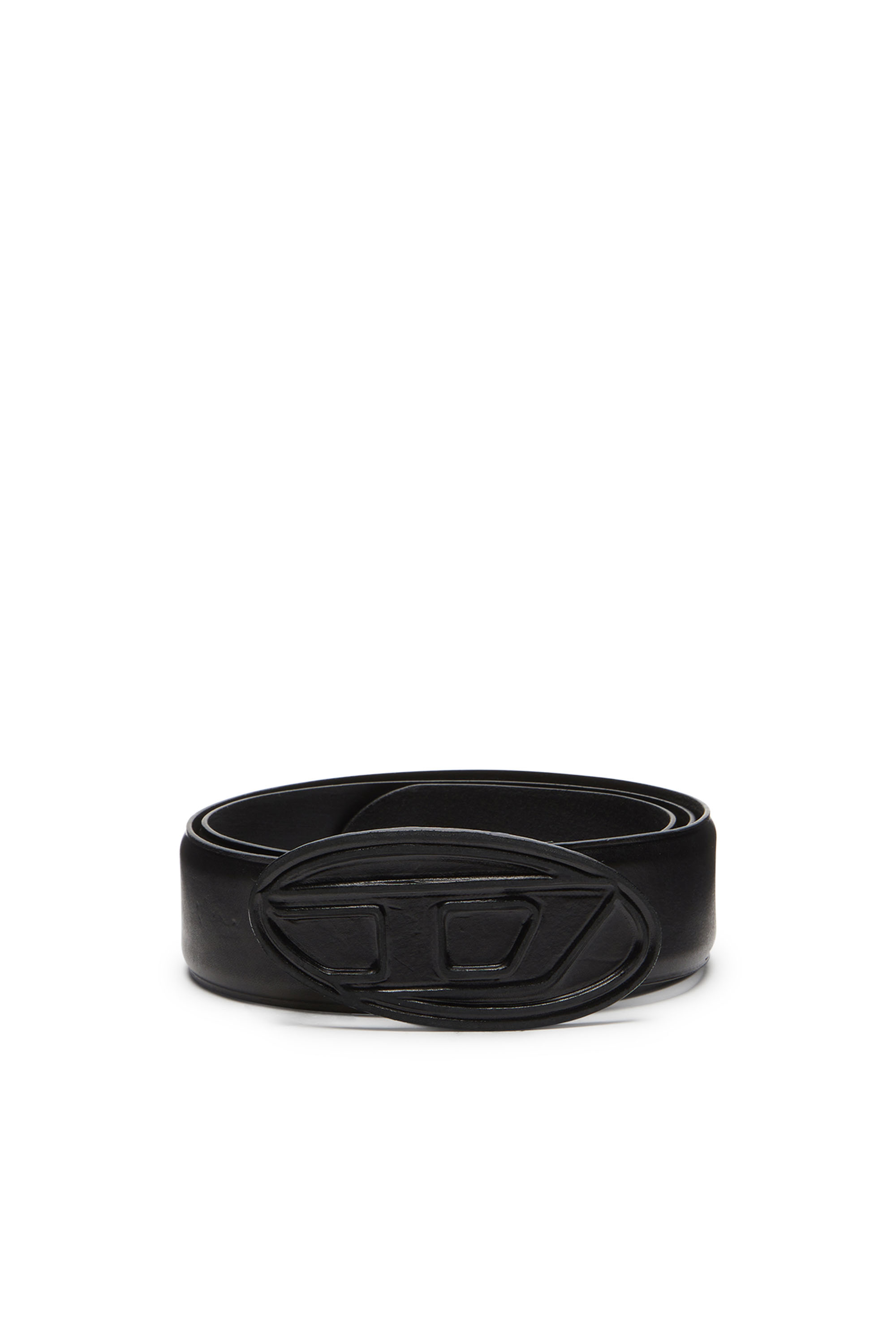 Diesel - B-1DR SCRATCH, Male Leather belt with leather-covered buckle in ブラック - Image 1