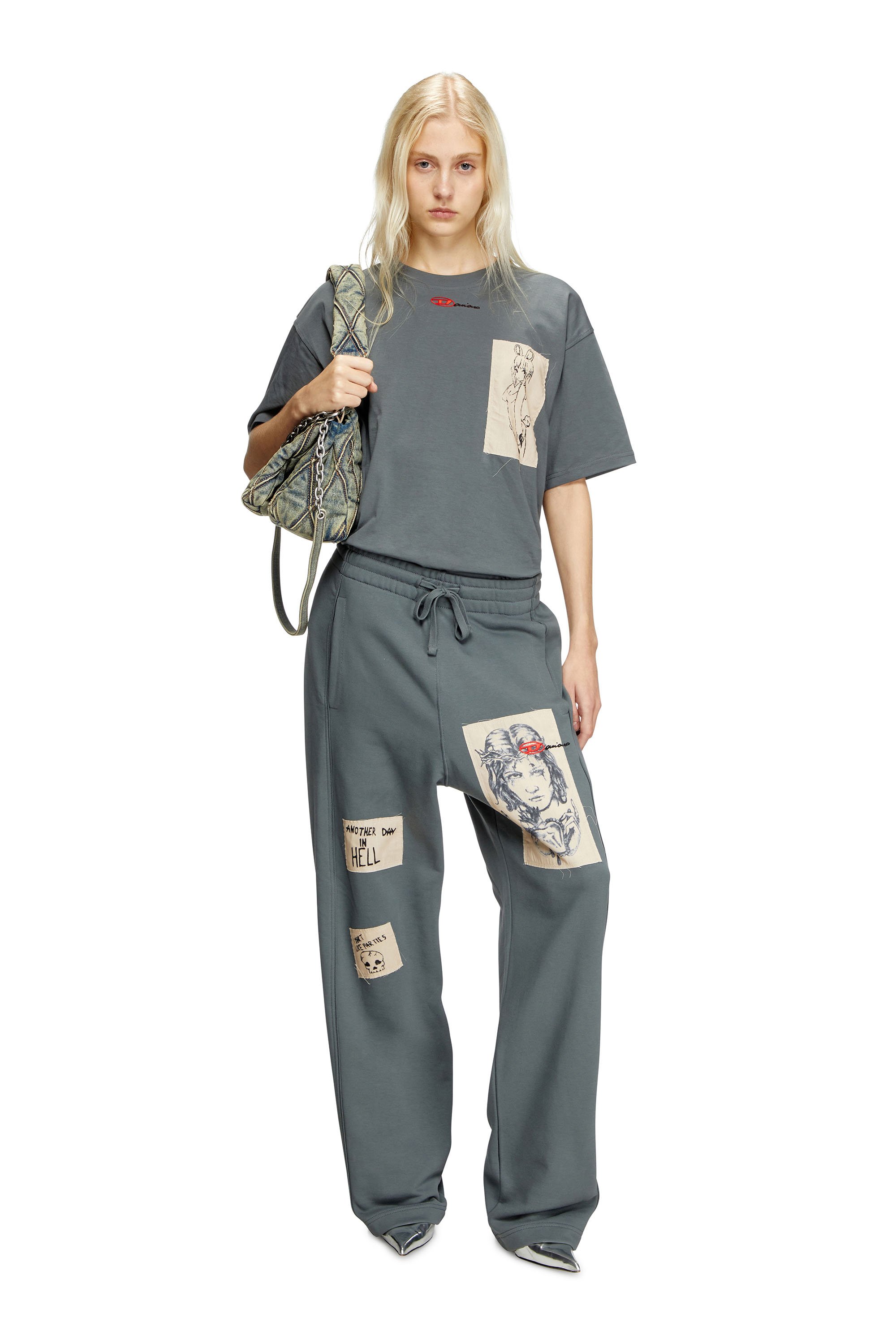 Diesel - P-MARTYANS-DD, Unisex's Track pants with tattoo patches in グレー - 6