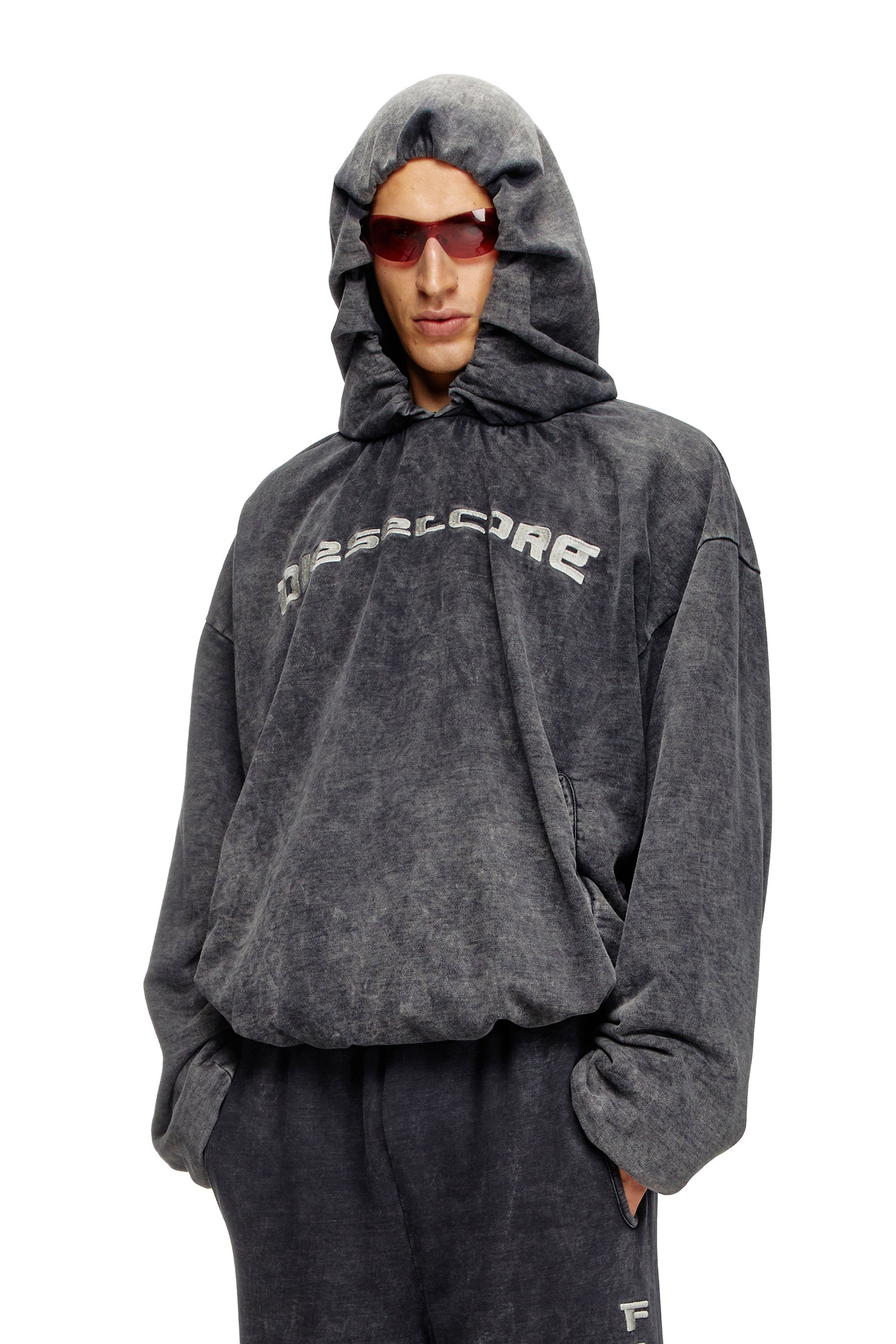 Diesel - S-FISHY, Male's Hoodie with denim effect in ブラック - 1