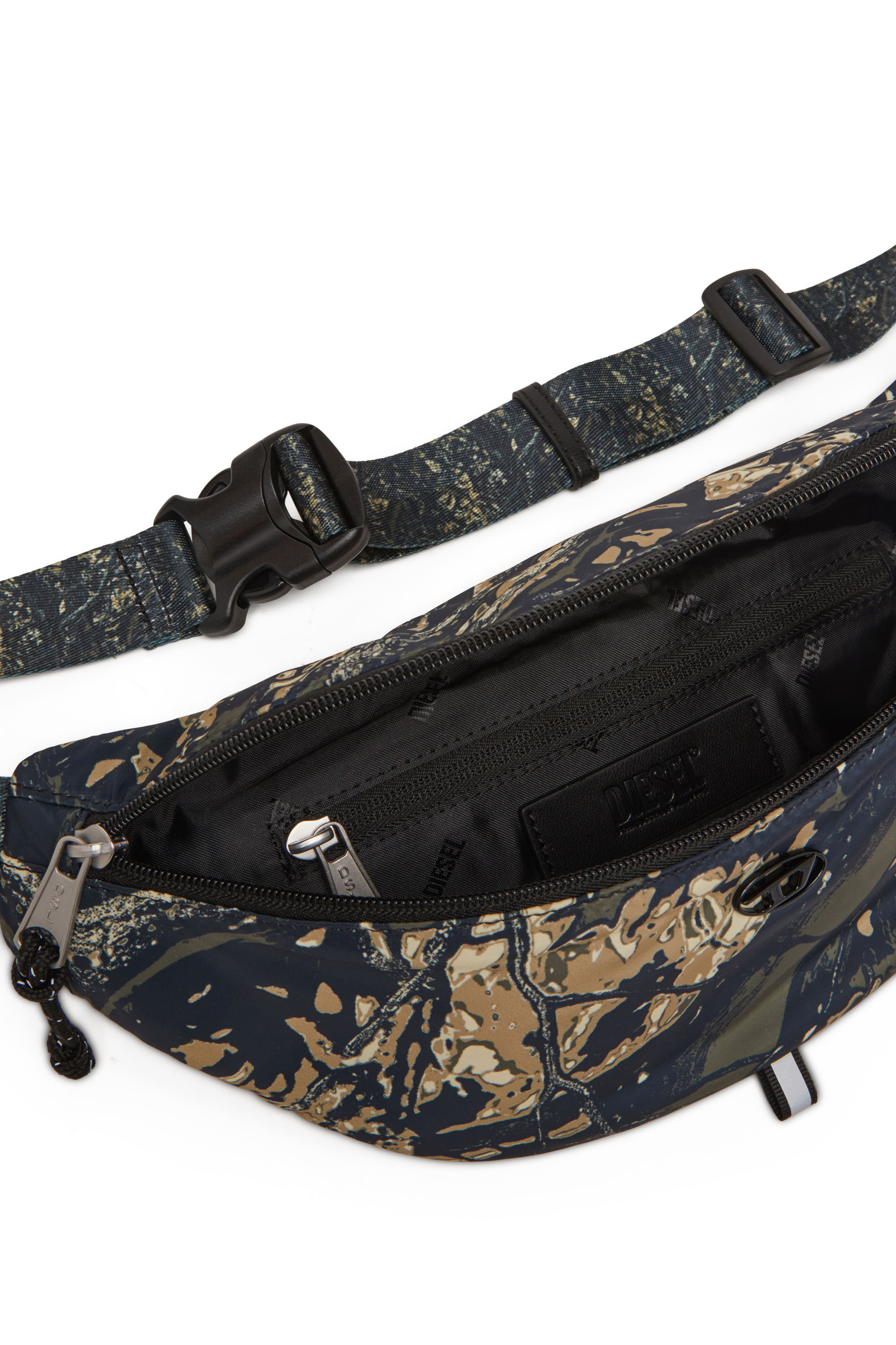 Diesel - D-PACK BELTBAG X, Male's Belt bag in camo-print fabric in ミリタリーグリーン - 4