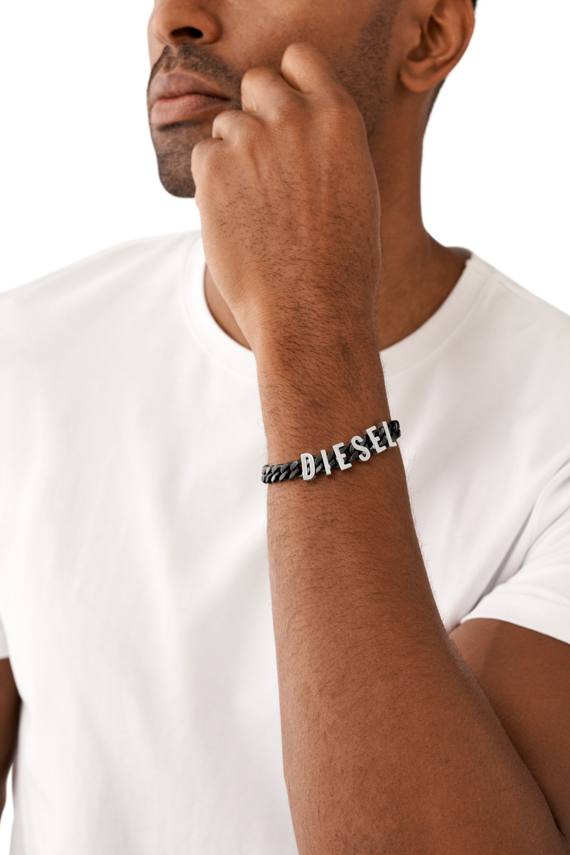 Diesel - DX1486, Male Two-Tone stainless steel chain bracelet in ブラック - Image 3