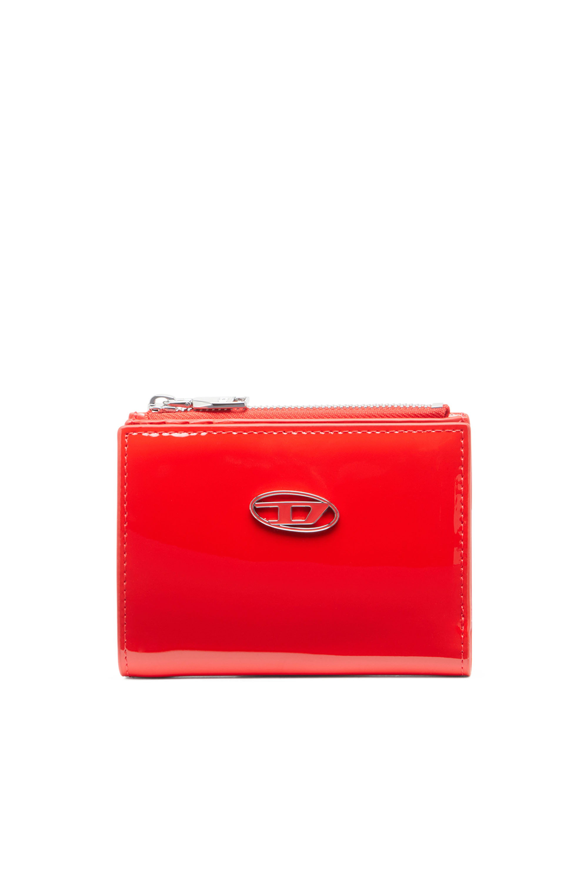 Diesel - PLAY BI-FOLD ZIP II, Female Small wallet in glossy leather in レッド - Image 1