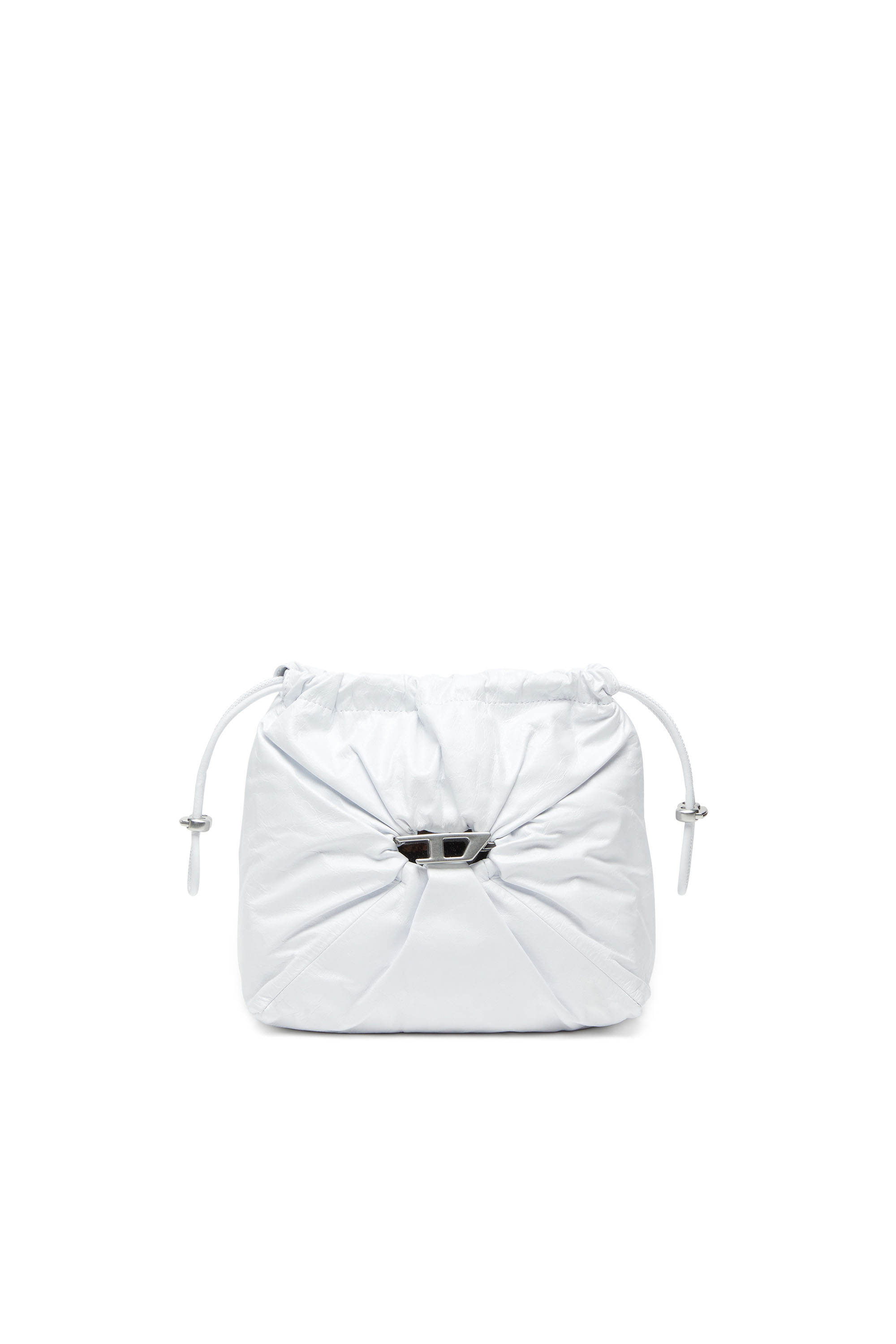 Diesel - SCRUNCH-D BUCKET, Female's Scrunch-D-Bucket bag in shiny wrinkled leather in ホワイト - 7