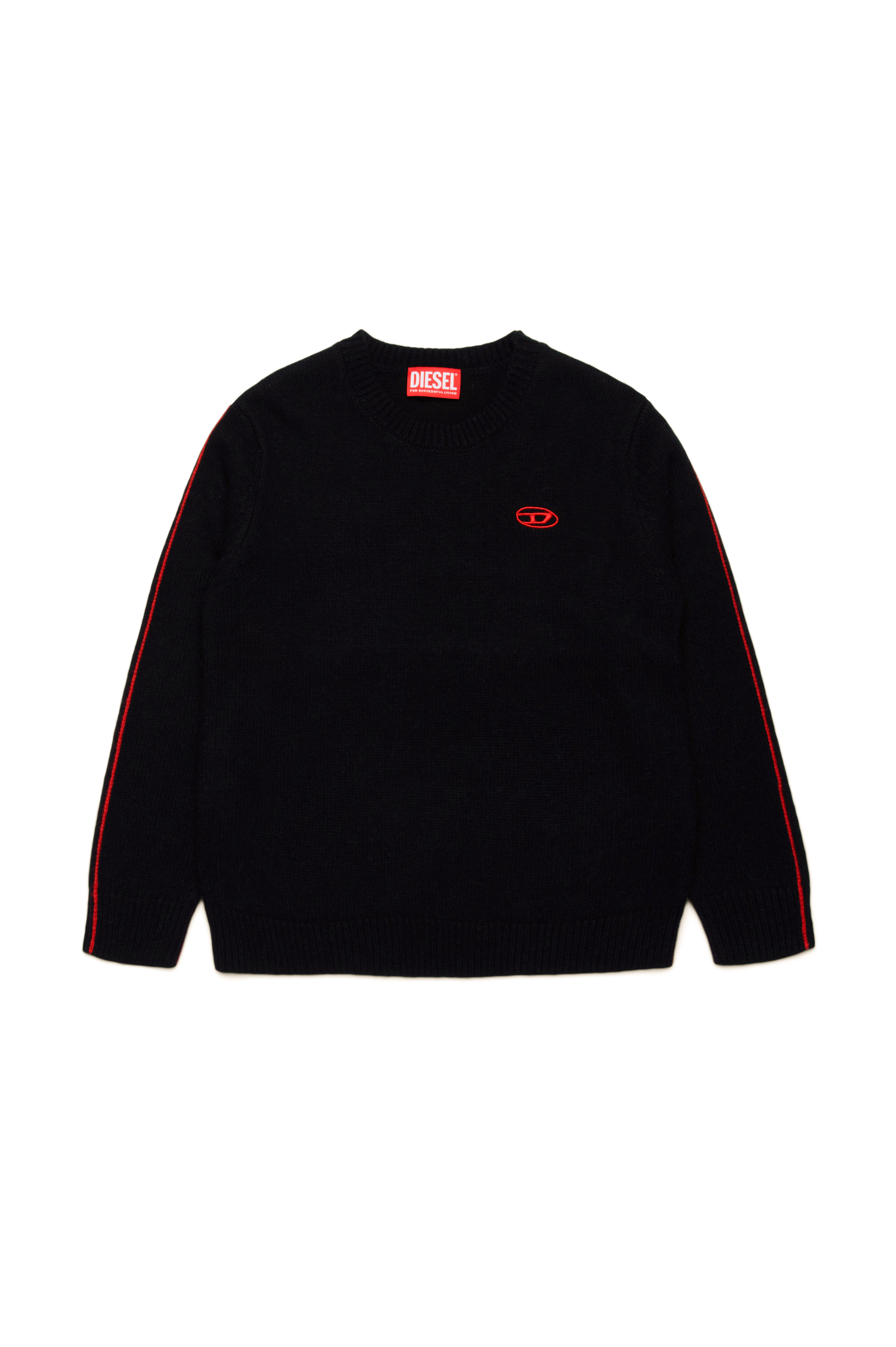 Diesel - KVROMO, Male's Piped jumper in cashmere-enriched blend in ブラック - 1