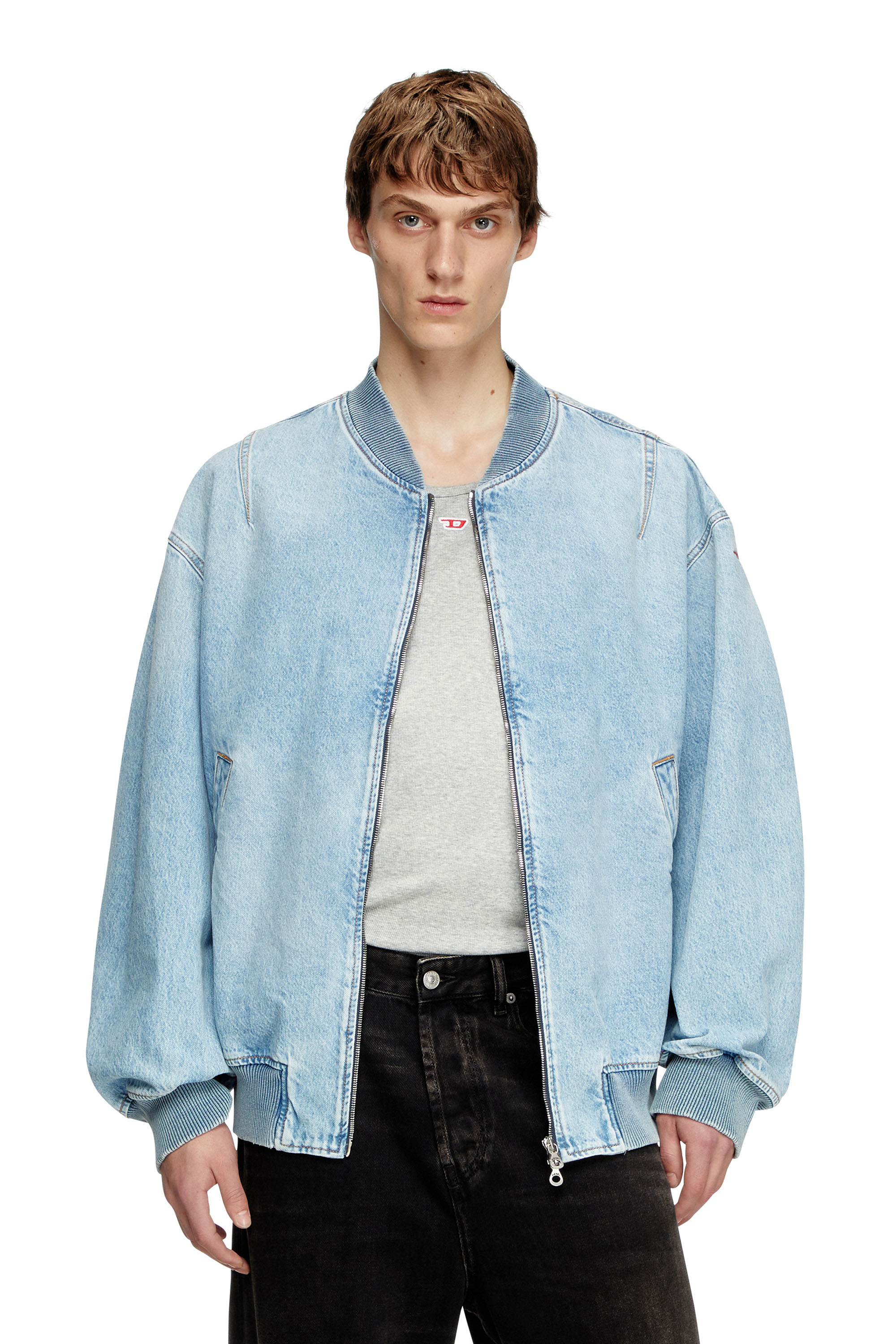 Diesel - D-VINZ, Male's Bomber jacket in denim in ライトブルー - 1