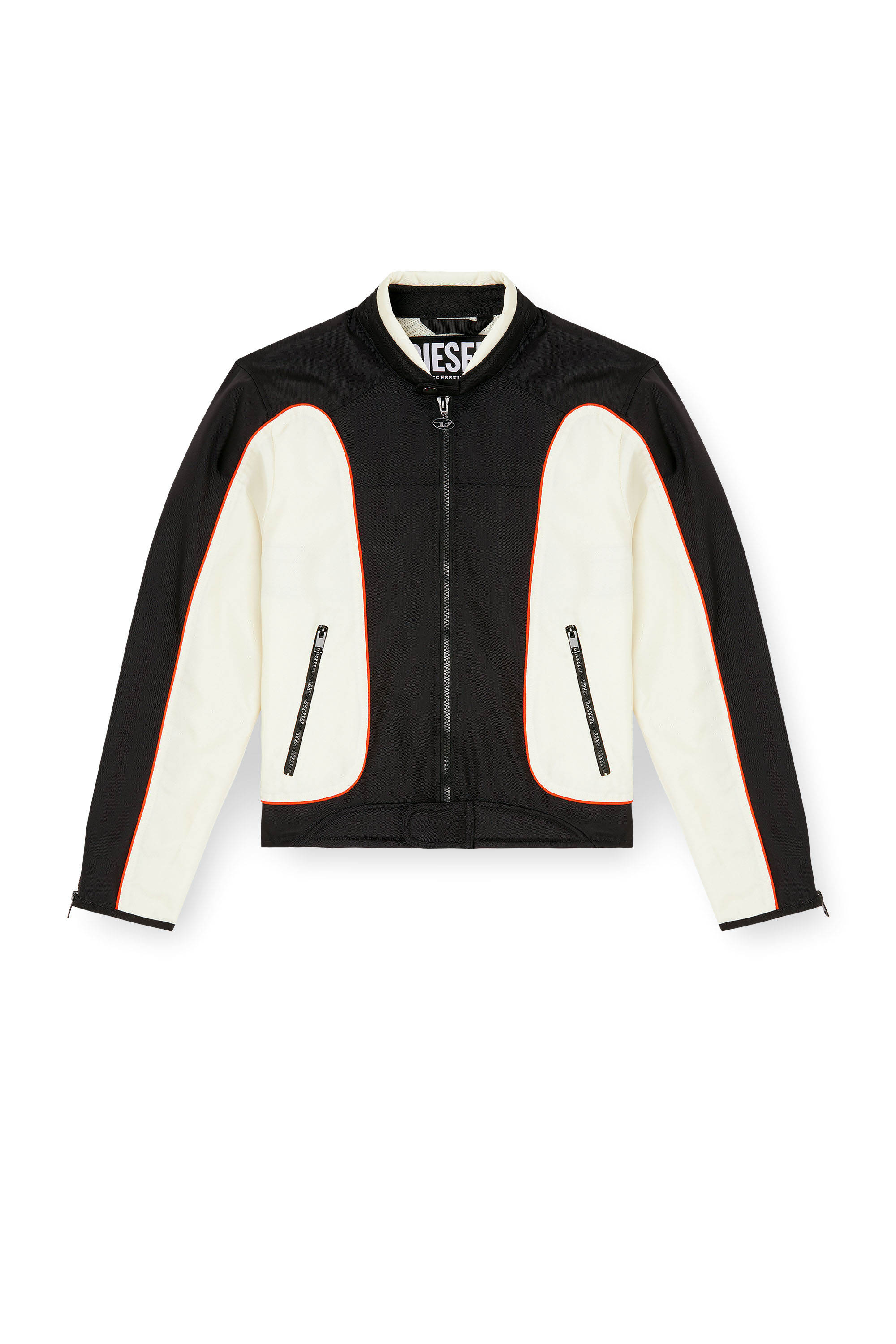 Diesel - J-BLINK-A, Male's Colour-block biker jacket with piping in ホワイト/ブラック - 3